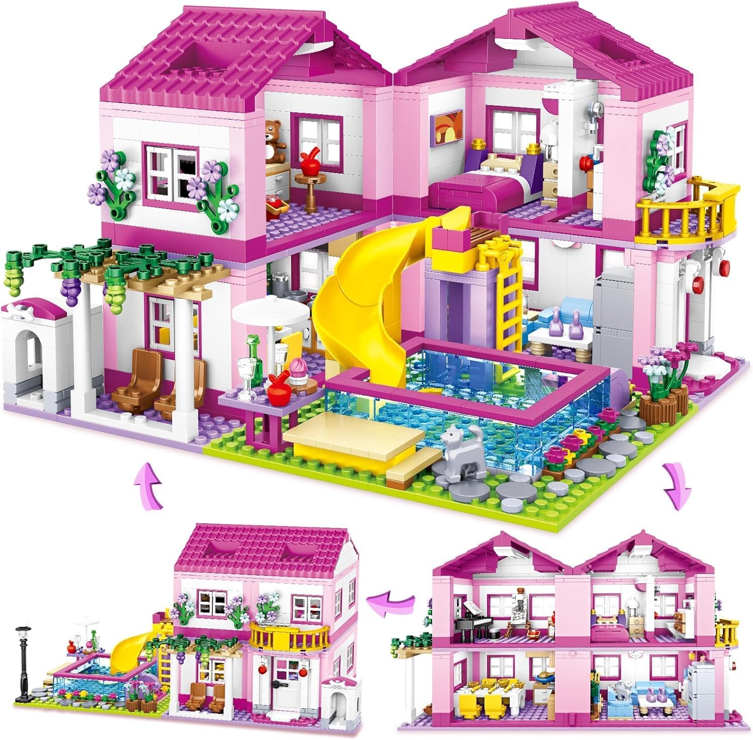 Detalle de TOY PLAYER Friends Pink Villa 1523 Steine