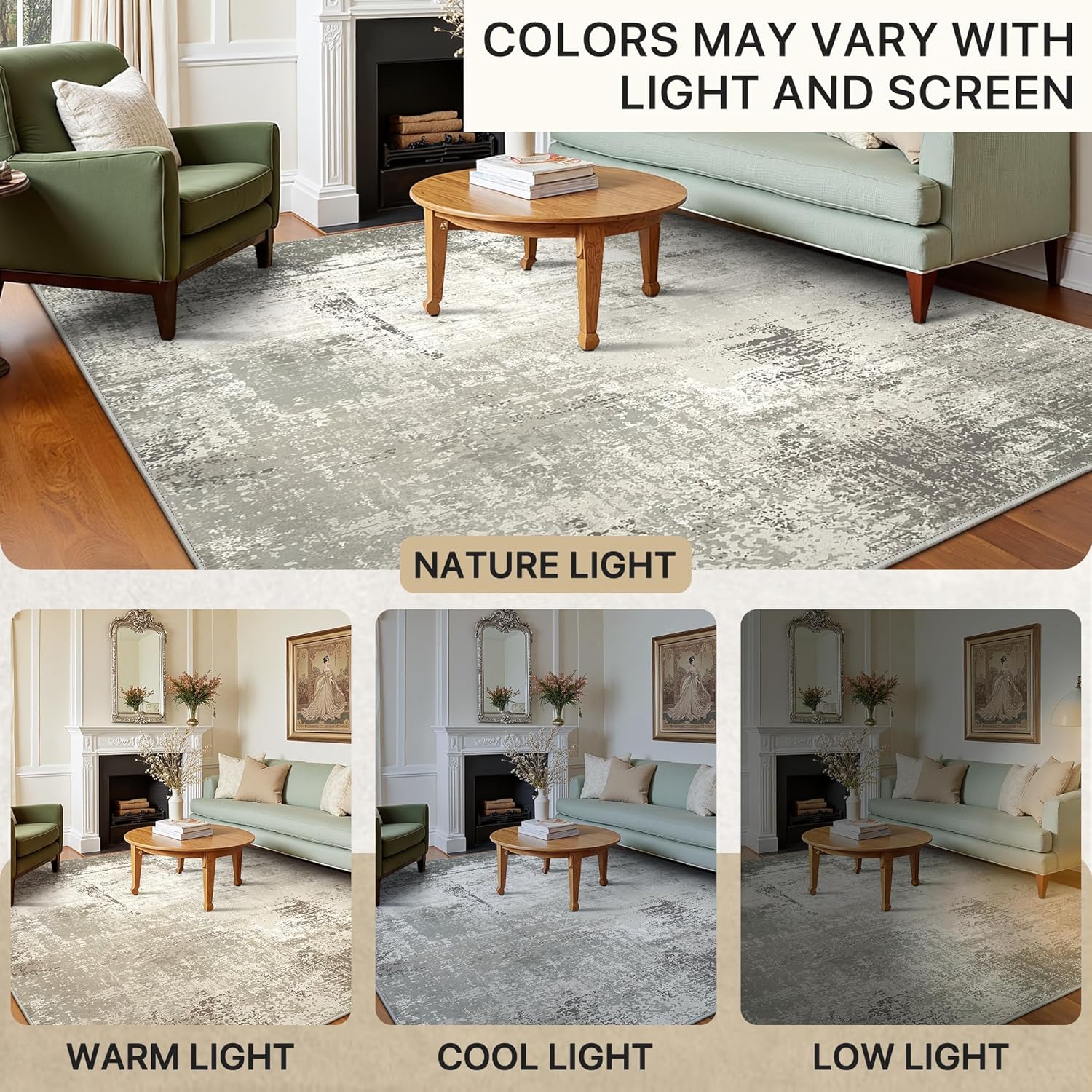 Thumbnail 4 de BEIMO Tapis de salon abstrait gris lavable en machine 200x290 cm