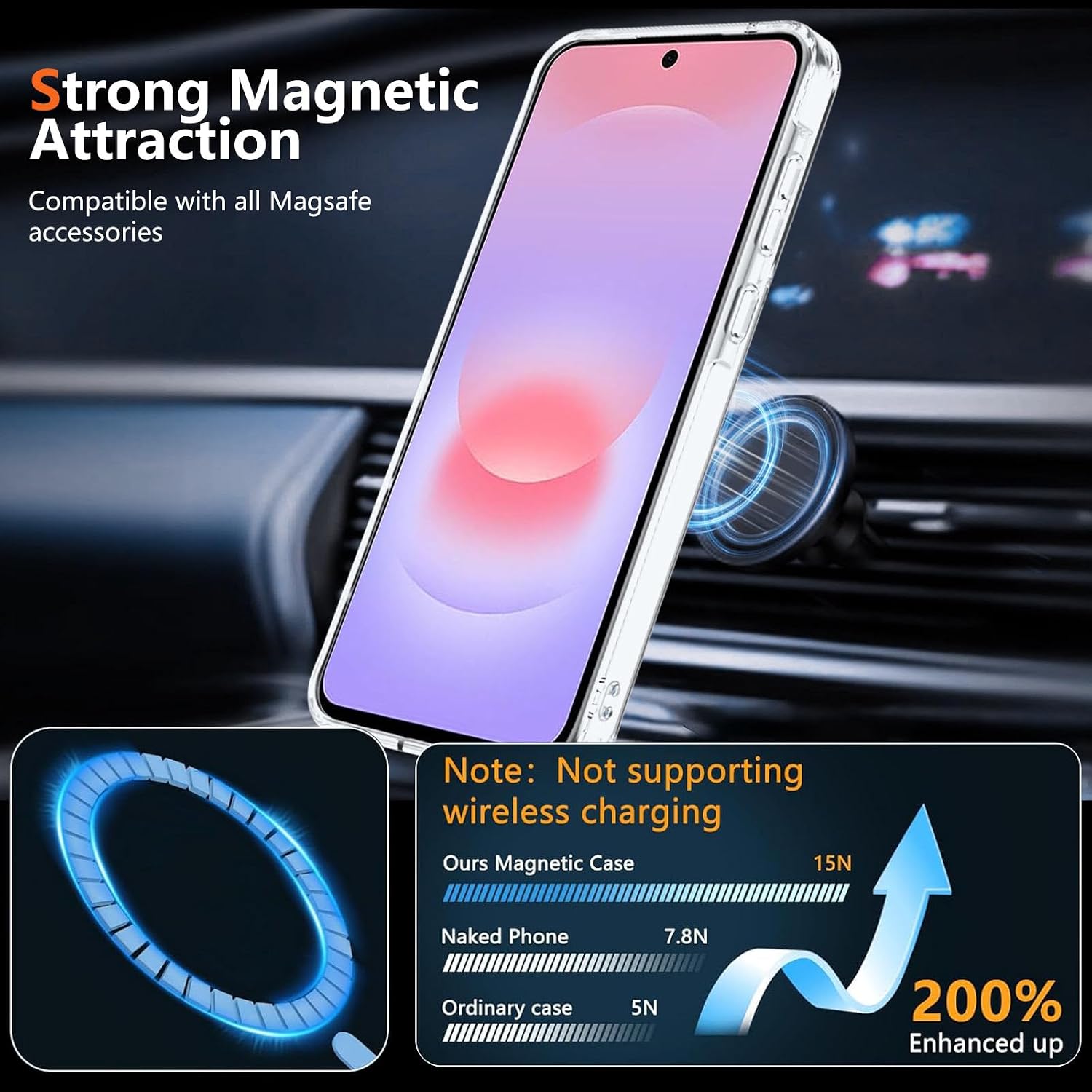 Detalle de XTCASE Coque magnétique pour Samsung Galaxy A27 – Transparente, anti-choc et support Invisible