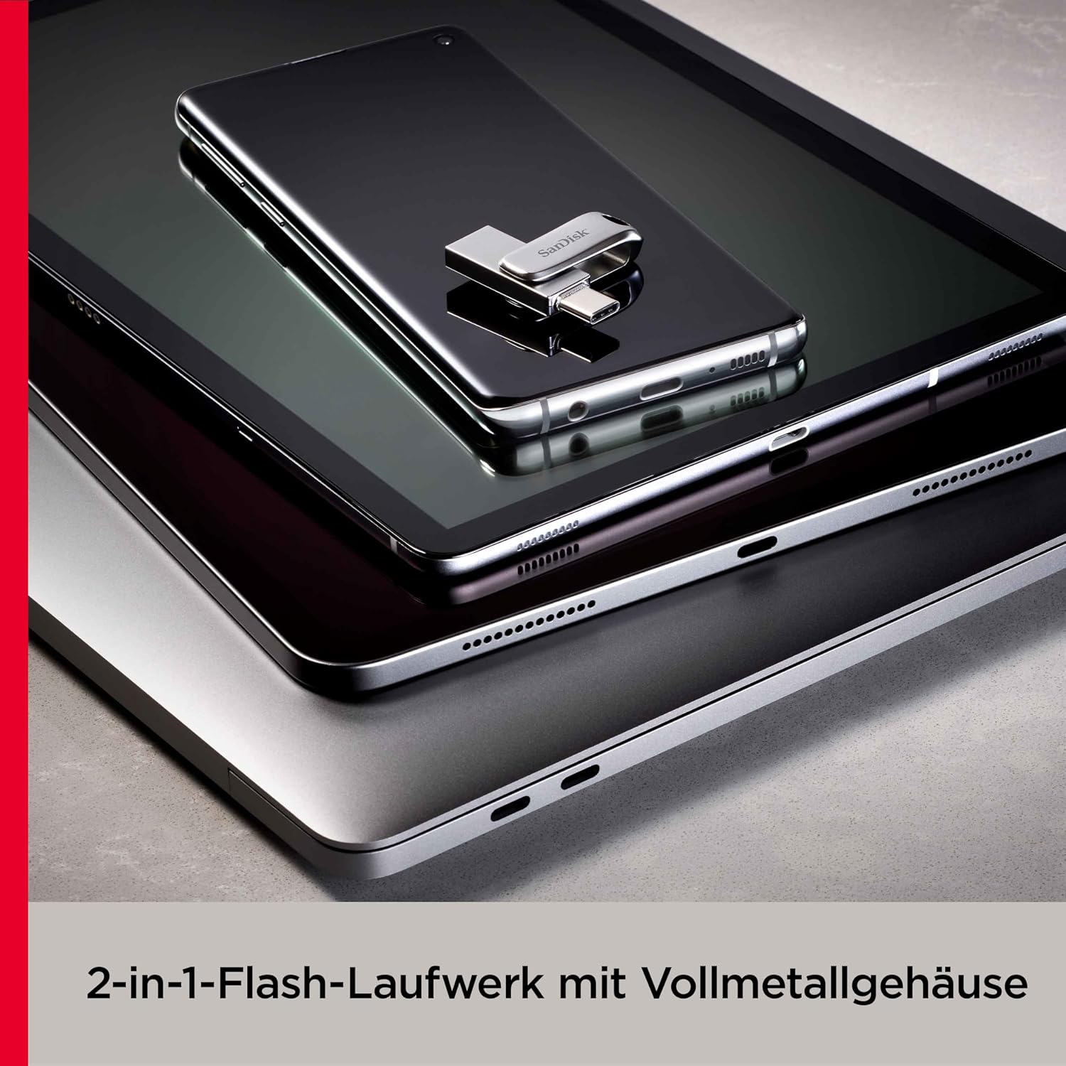 Detalle de SanDisk Ultra Dual Drive Luxe 256 GB – USB-C & USB-A Speicherstick für Smartphone, Tablet und Mac
