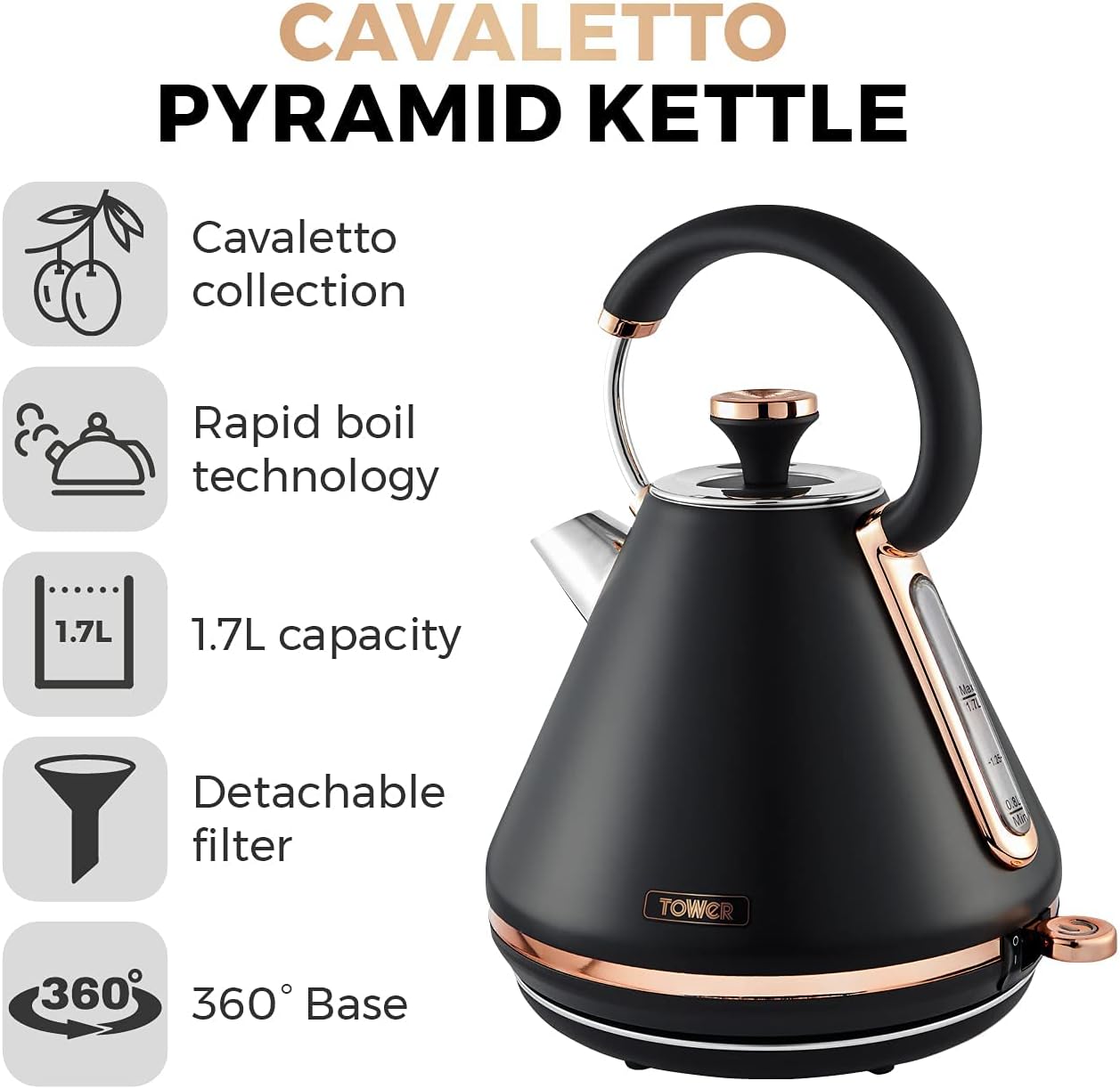 Thumbnail 1 de Tower Cavaletto Pyramid Kettle 1.7L 3kW