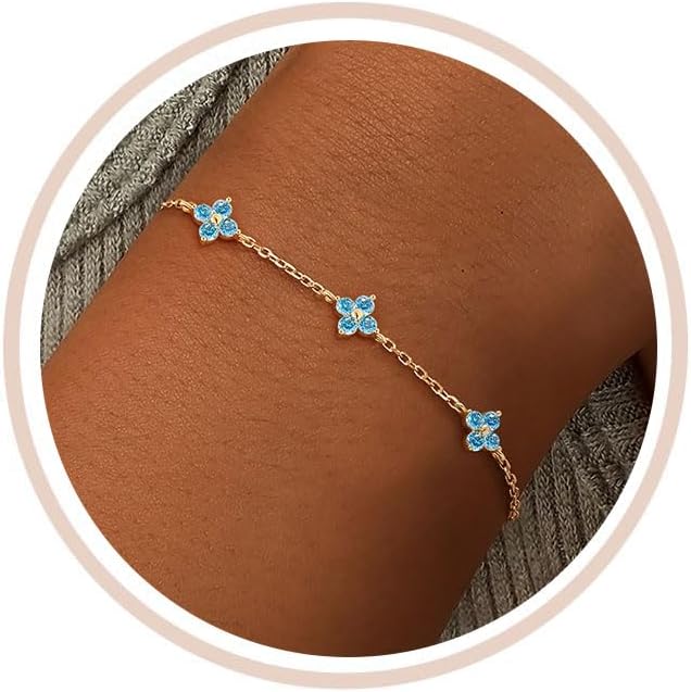 Detalle de FUNEIA Kleeblatt-Armband für Damen, verstellbar, 18K vergoldet mit Zirkonia