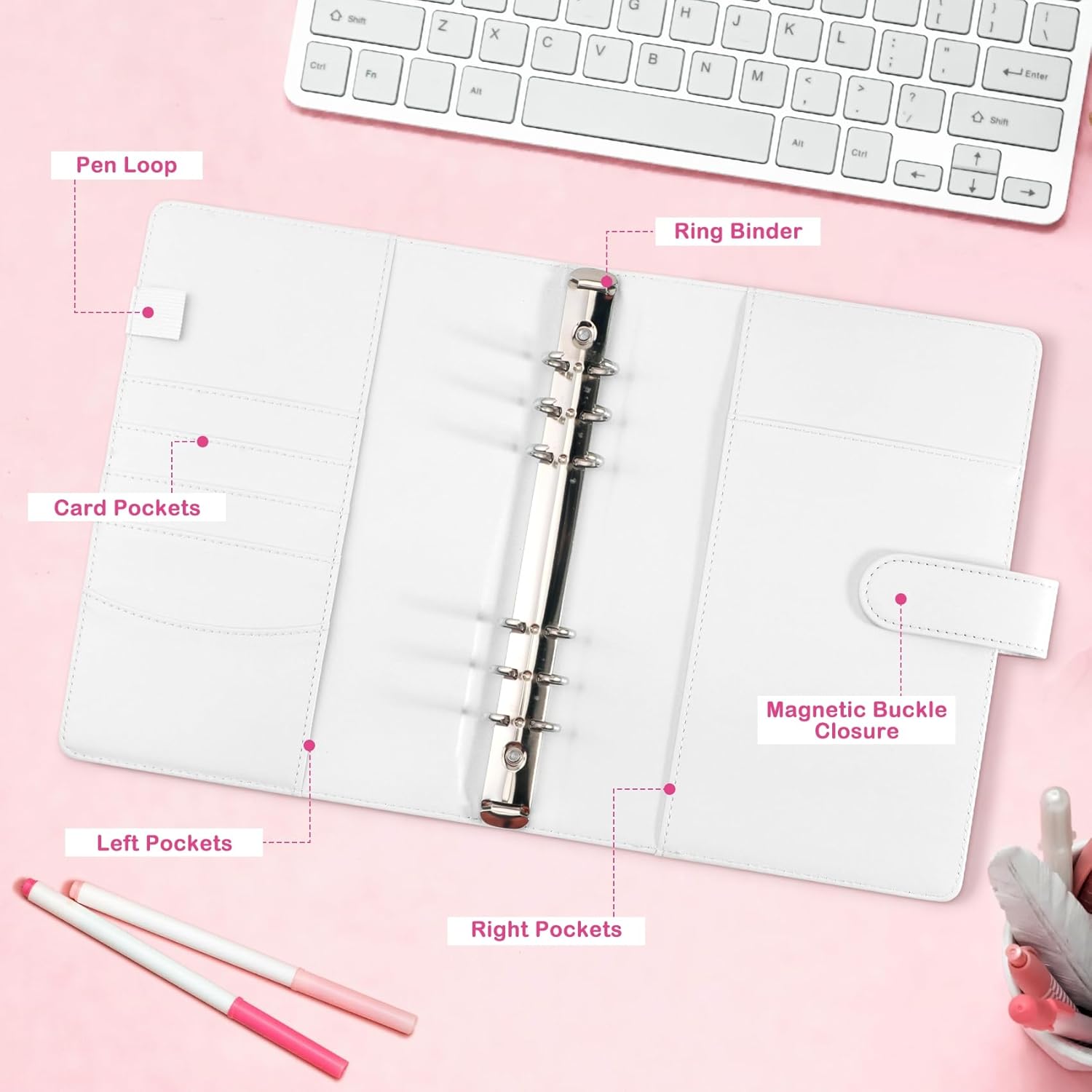 Thumbnail 5 de A5 Kpop Photocard Binder with 30 Pack 4-Pocket Pages – 240 Card Slots, 6-Ring PU Leather Album