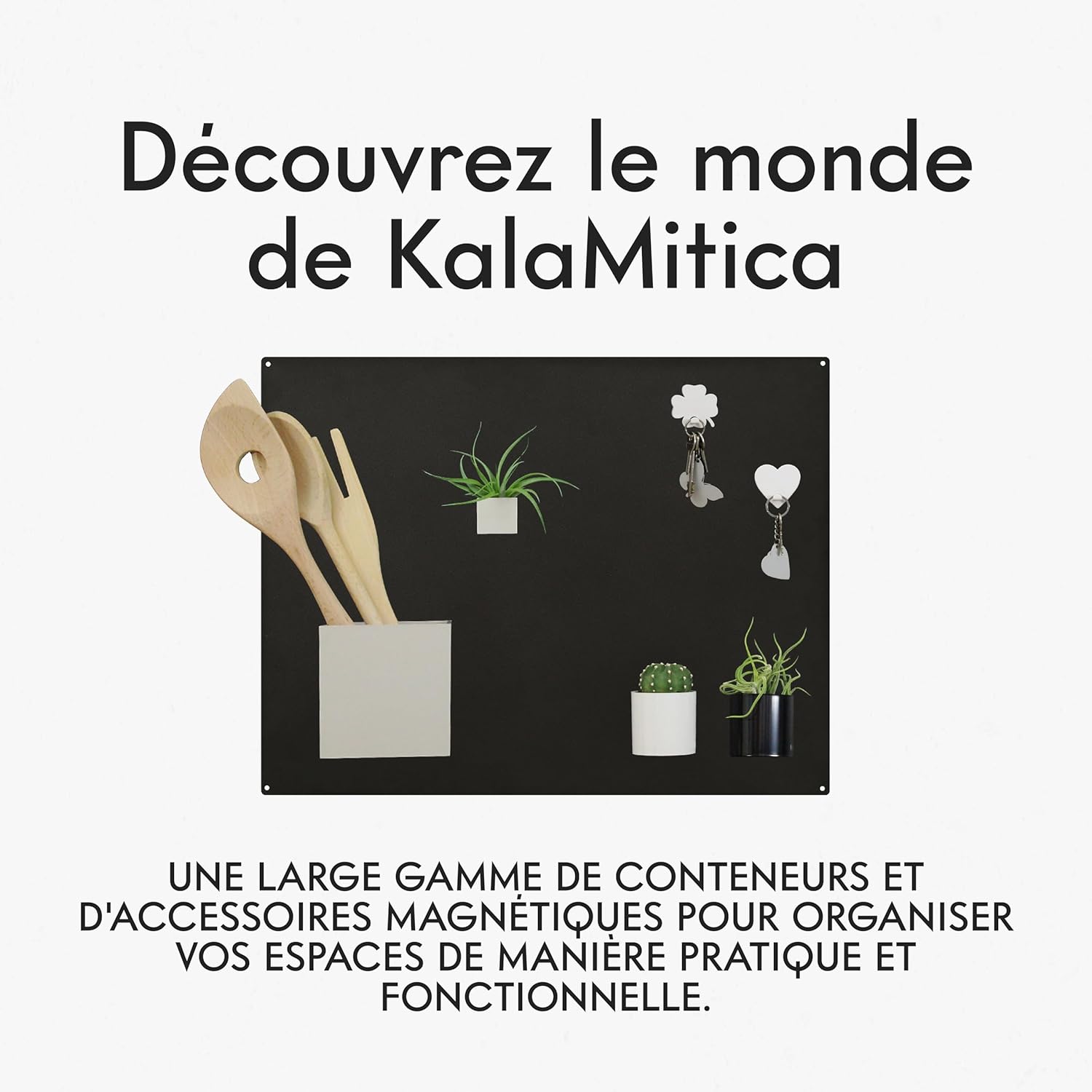 Thumbnail 5 de KalaMitica Tableau Magnétique Mural en Acier – Écrivable à la Craie, Noir Anthracite 14x50x0,12 cm