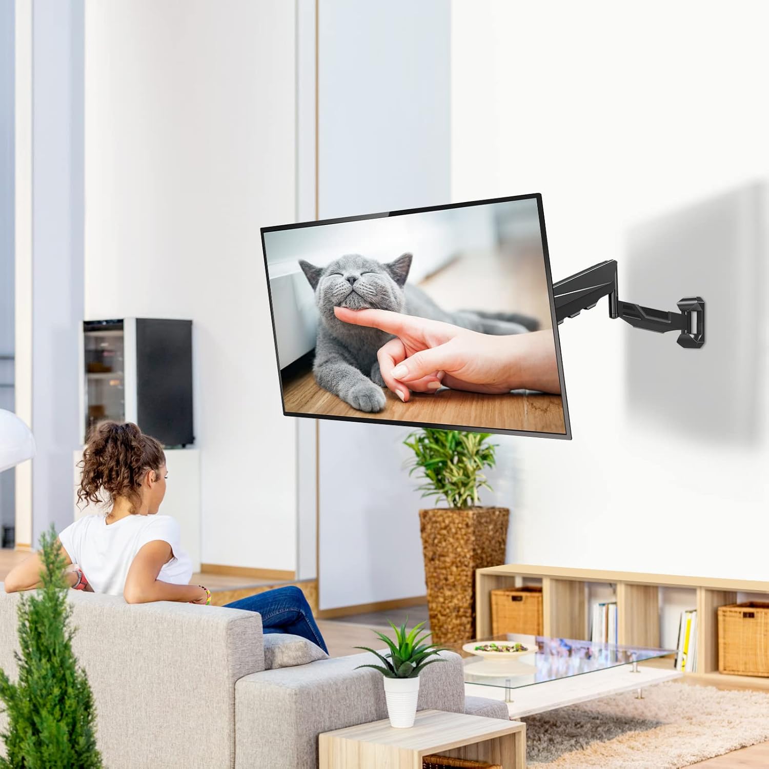 Detalle de MOUNTUP Height Adjustable TV Wall Mount for 26-55 Inch TVs (400x400 VESA) with Full Motion