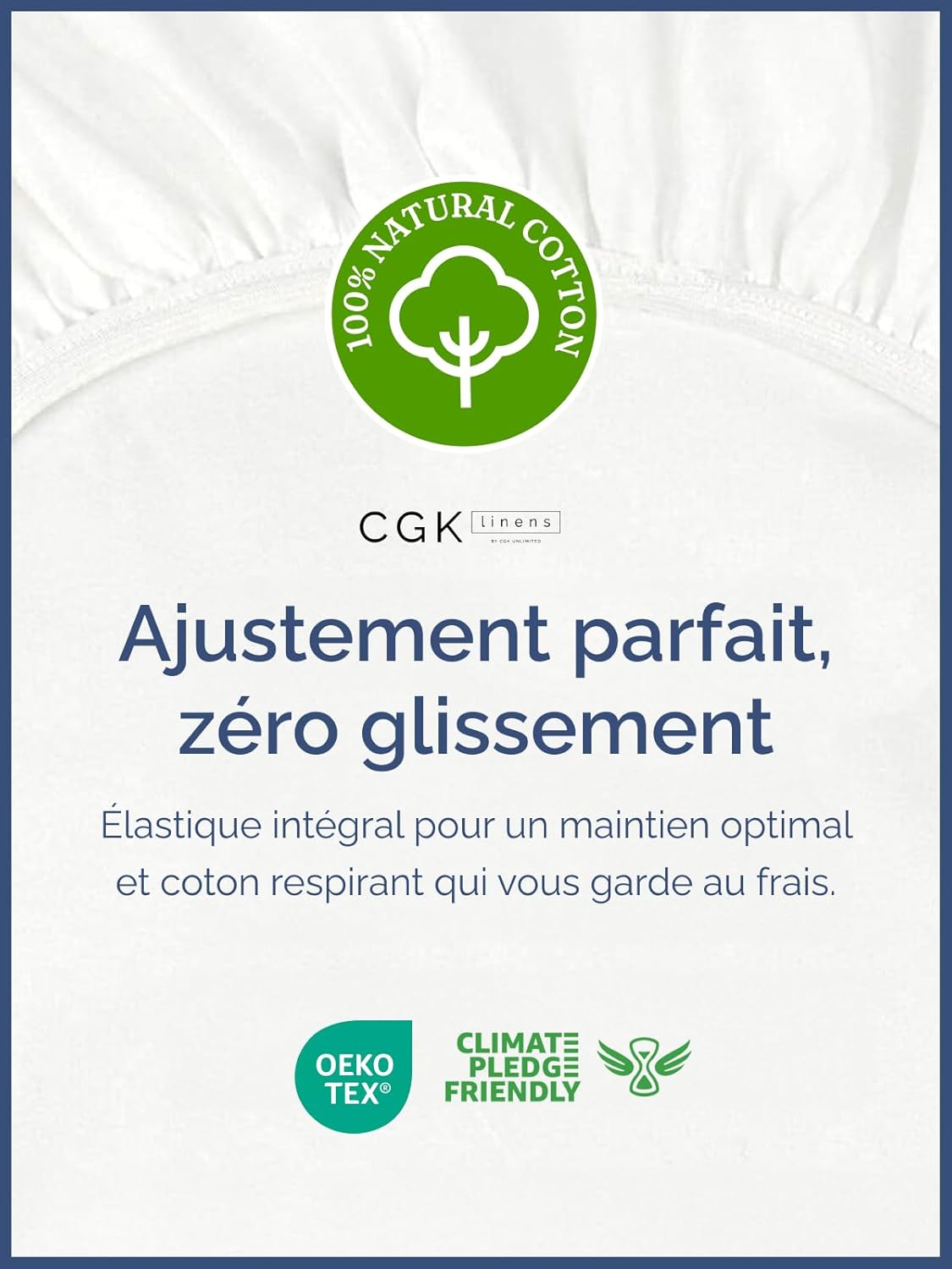 Thumbnail 1 de Drap-housse Grand Bonnet 90x190 cm – 100% coton doux 400 fils, OEKO-TEX, épais jusqu’à 30 cm, blanc