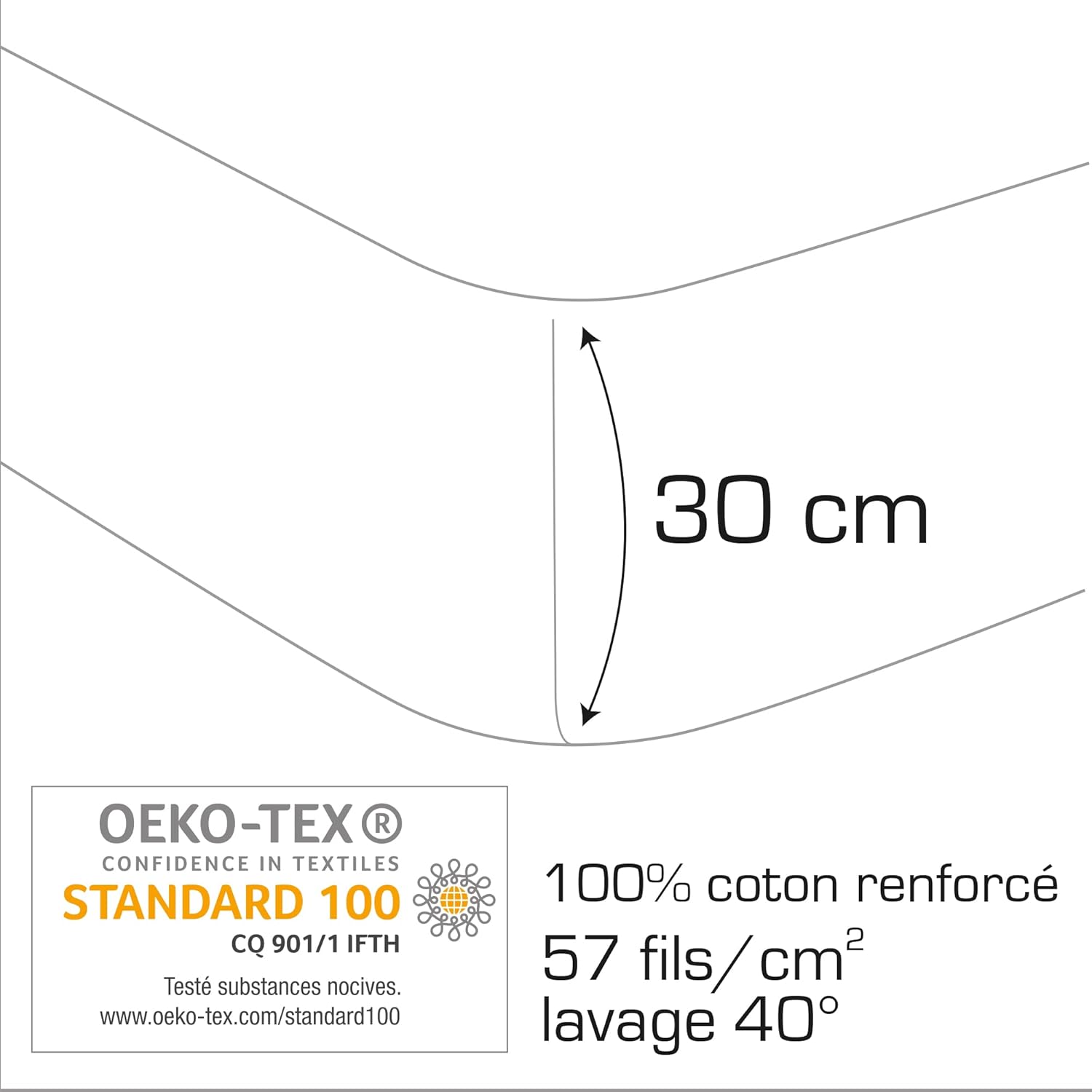 Thumbnail 6 de Parure de lit MATT & ROSE Gwenn Ha Du 140x200 cm en 100% coton (housse + 1 taie 63x63) – Blanc