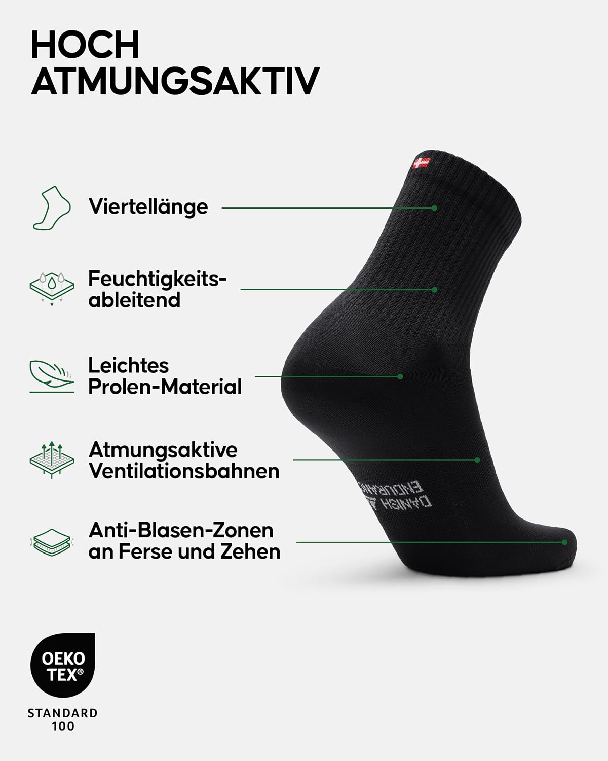 Detalle 2 de Danish Endurance Quarter Pro Sportsocken 3 Paar