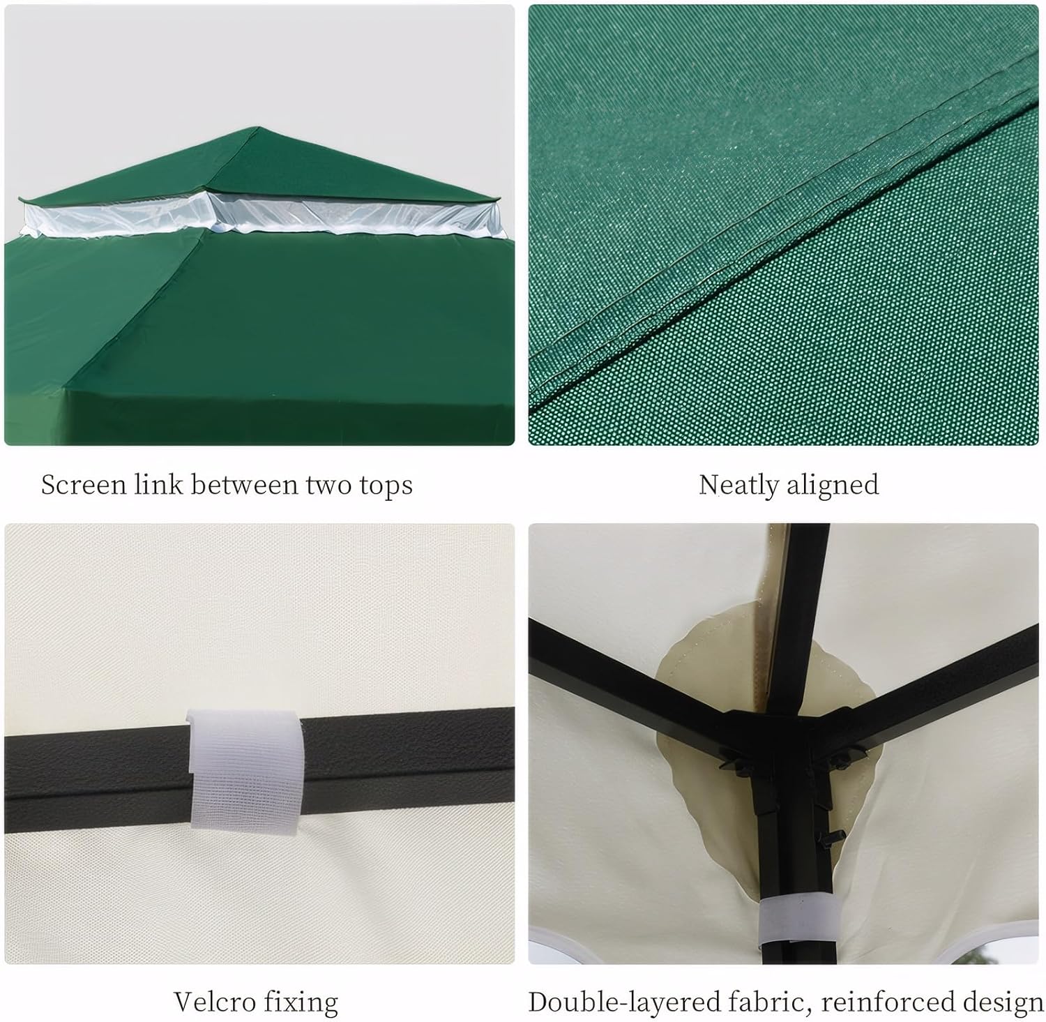 Thumbnail 5 de OKYUK Tetto di Ricambio per Gazebo 3x3 m – Impermeabile, Doppio Tetto e Protezione UV, Verde