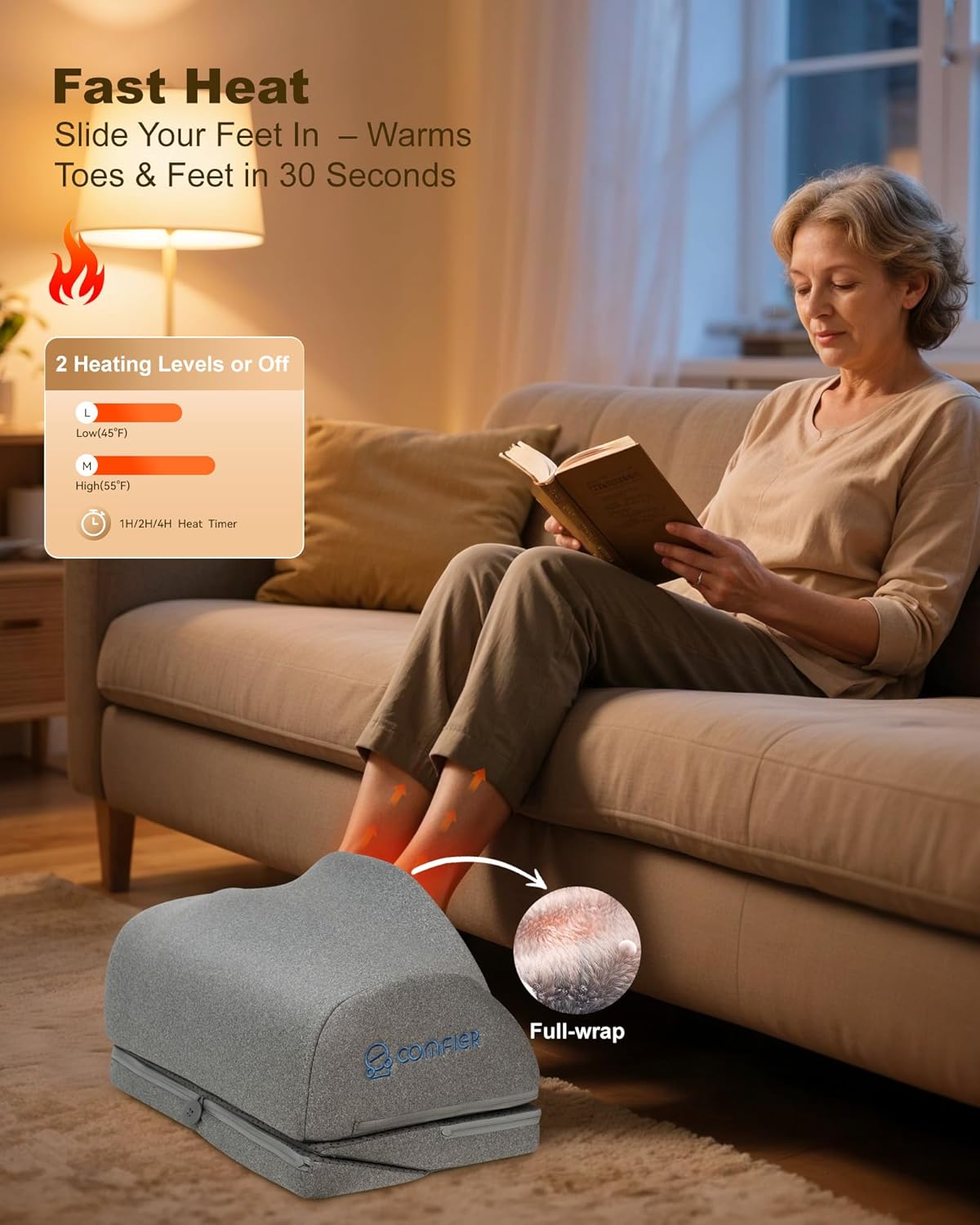 Thumbnail 3 de COMFIER Foot Warmer with Vibration: 3-Height Under-Desk Foot Rest with Heat and Massage