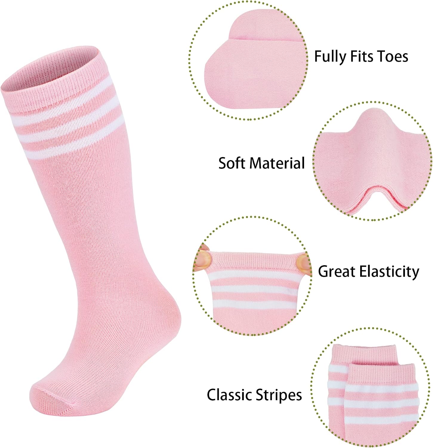 Thumbnail 1 de Zando 4-Pair Youth Soccer Socks for Kids (Ages 4–6), Knee-High Athletic Tube Socks