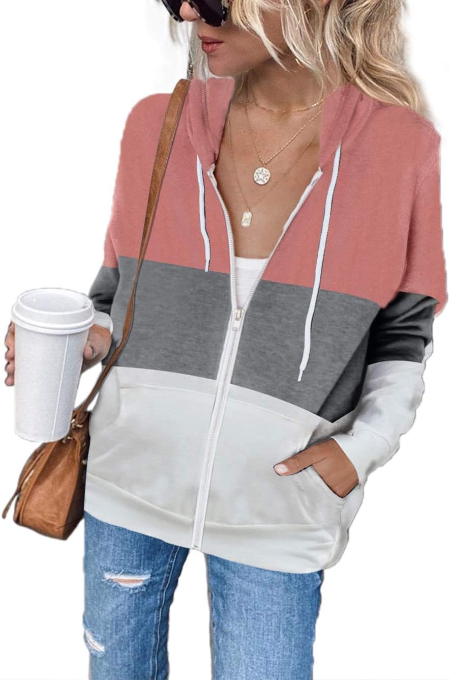 Detalle 2 de iChunhua Women's Zip-Up Hooded Hoodie with Pockets