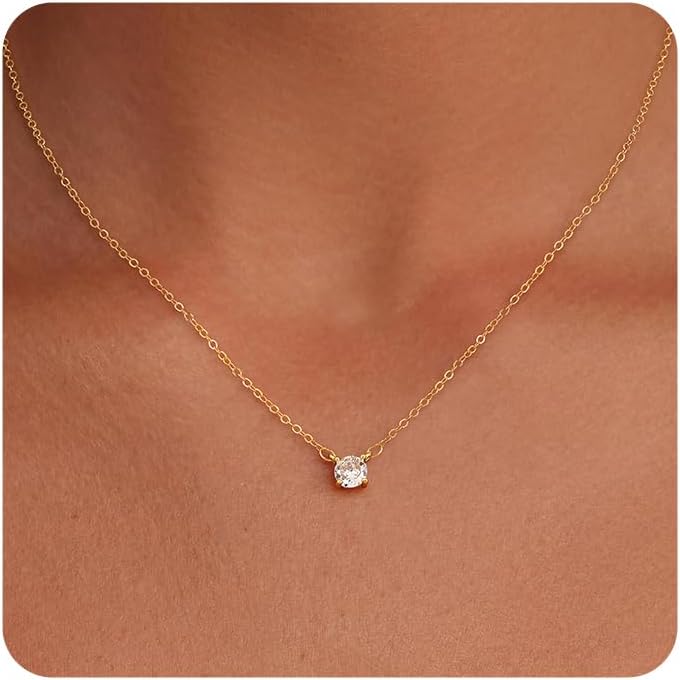 Detalle de Tewiky Cubic Zirconia Necklace, 14K Gold-Plated