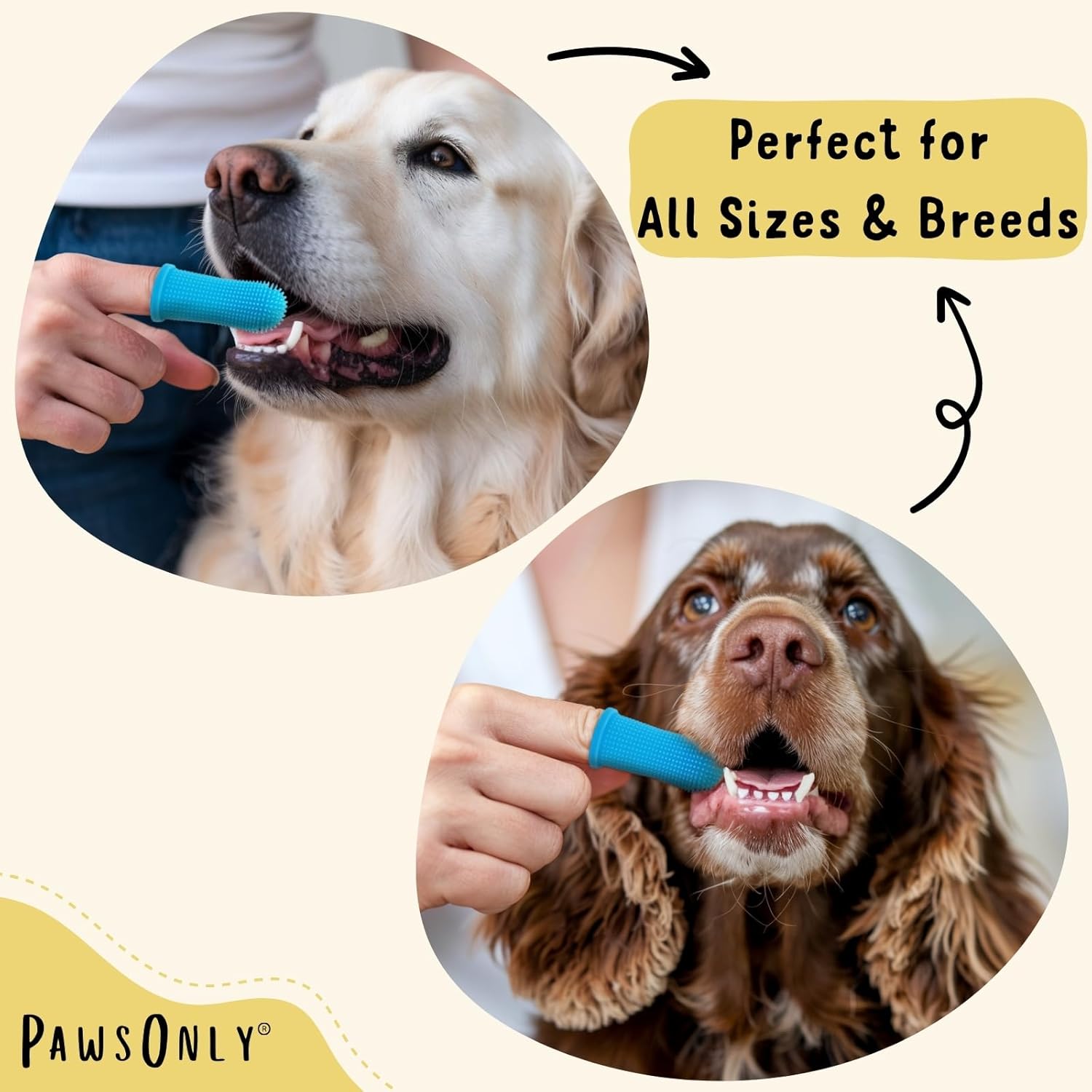 Thumbnail 1 de PawsOnly Dog Finger Toothbrush 2-Pack 360°