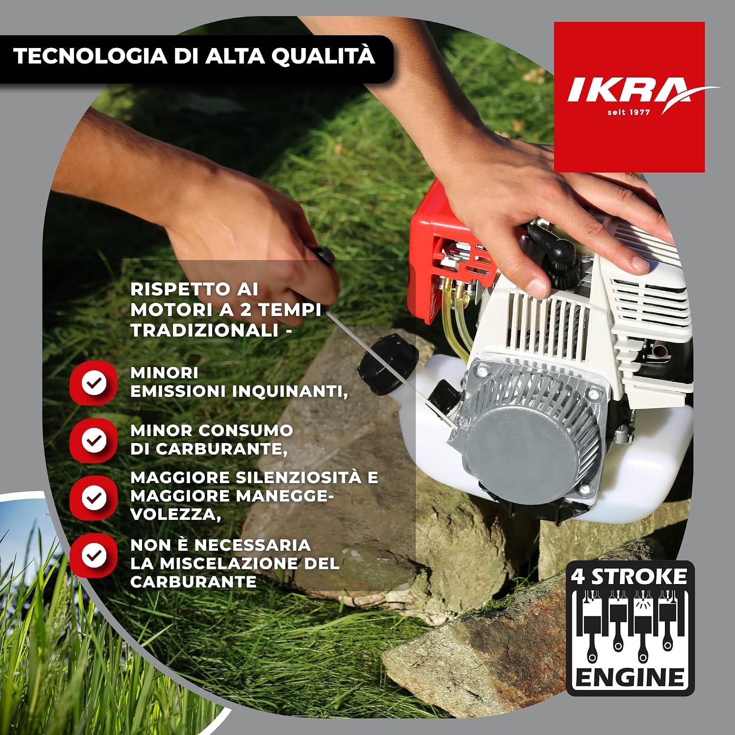 Detalle de IKRA IBF 31-4 decespugliatore a benzina 4 tempi con avviamento Easy Start, 31 cm³