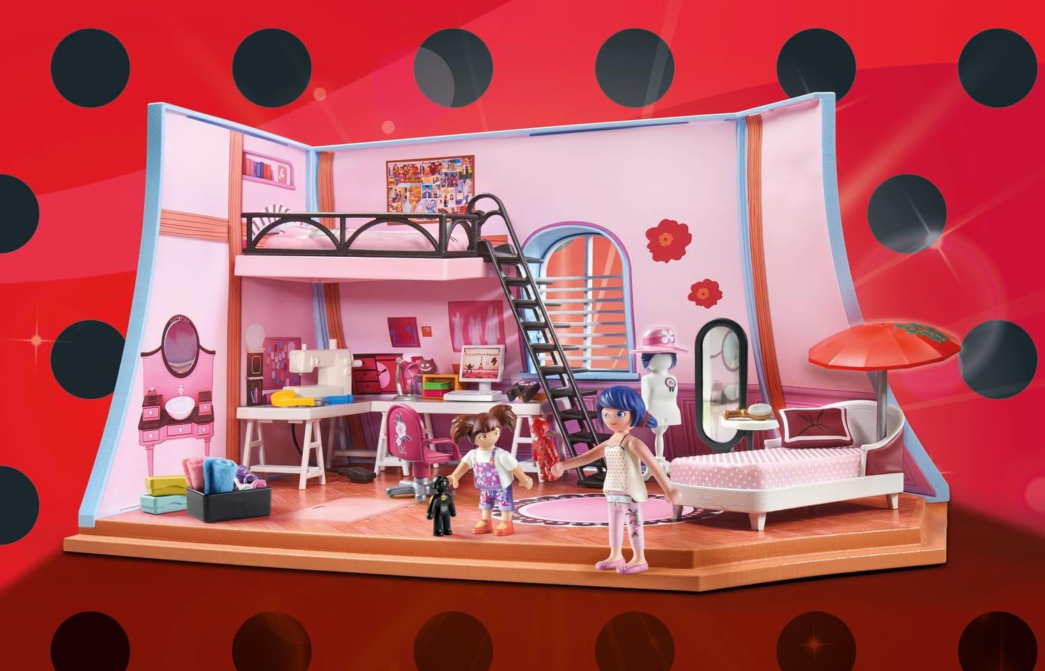Detalle de PLAYMOBIL Miraculous 71334 Miraculous: Marinettes Loft – detailreiches Loft-Set für Kinder ab 4 Jahren