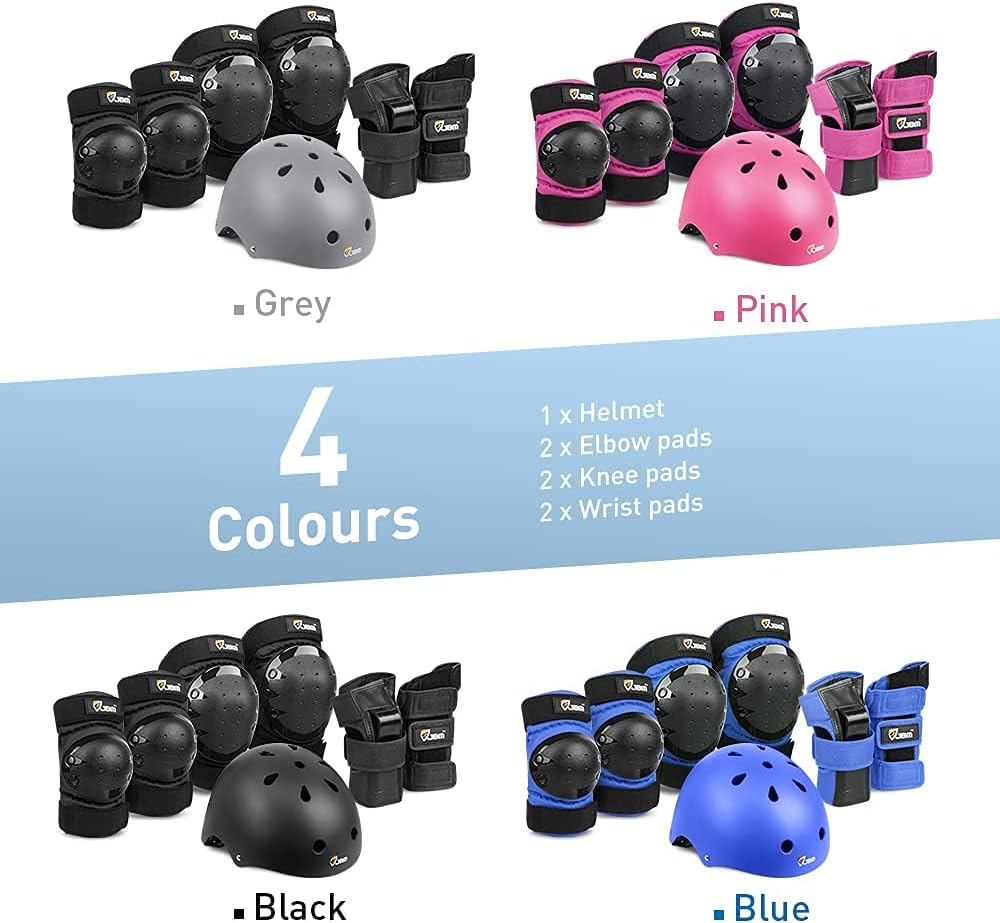 Detalle de JBM Adult & Kid Skating Protective Gear Set: Helmet, Knee & Elbow Pads, Wrist Guards for Beginners to Pros