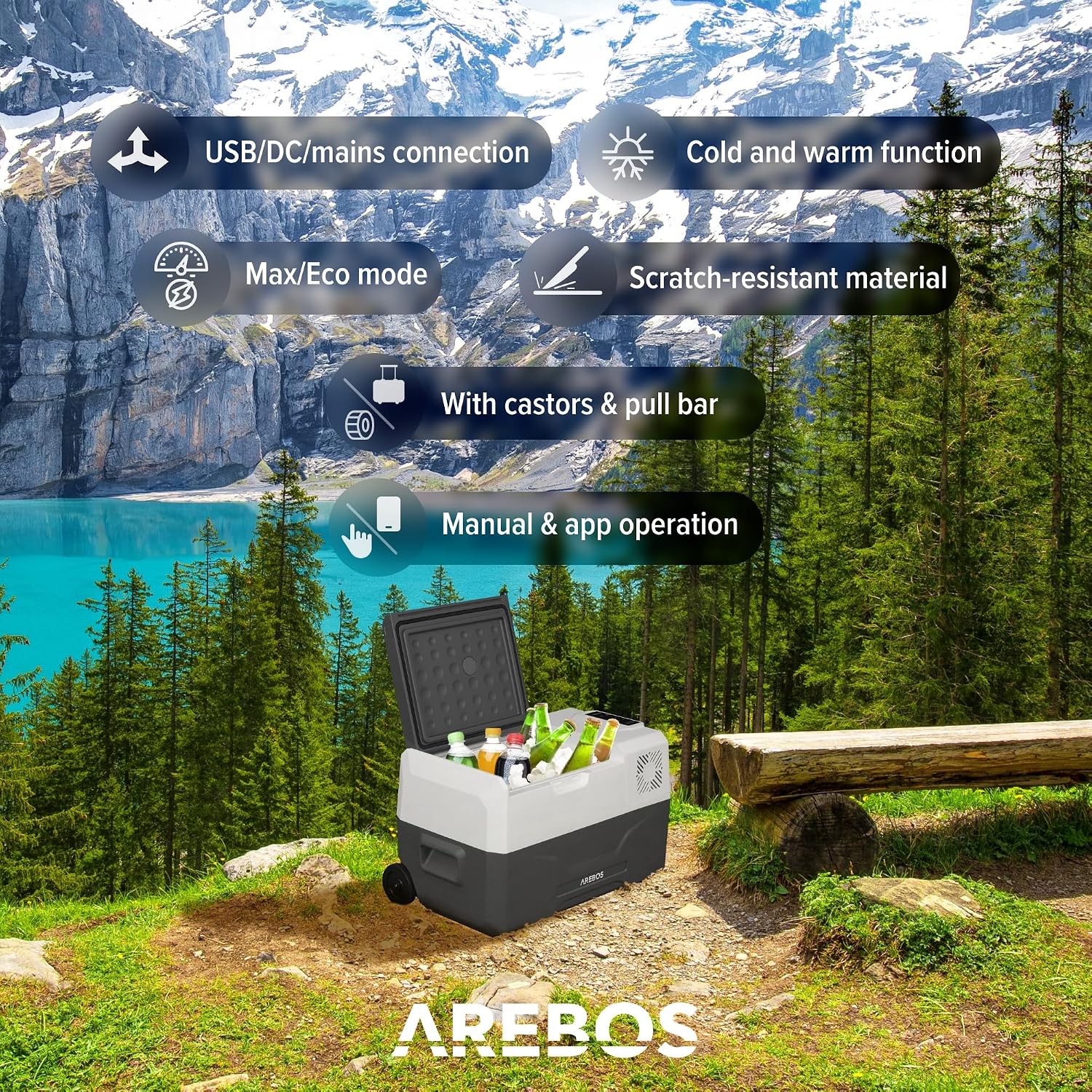 Detalle 2 de Arebos Nevera de compresor 27 L