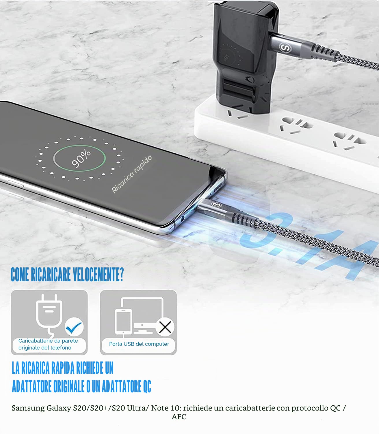 Thumbnail 2 de Cavo USB-C USB C [2 pezzi, 3 m] PD 60W – Set da 2 cavi Type-C resistenti e veloci