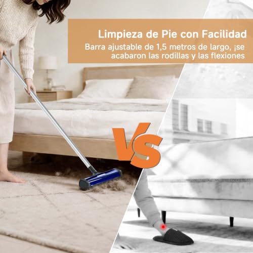 Detalle de Garstor Rodillo Quitapelusas para Alfombras con Depósito Automático y Mango Largo