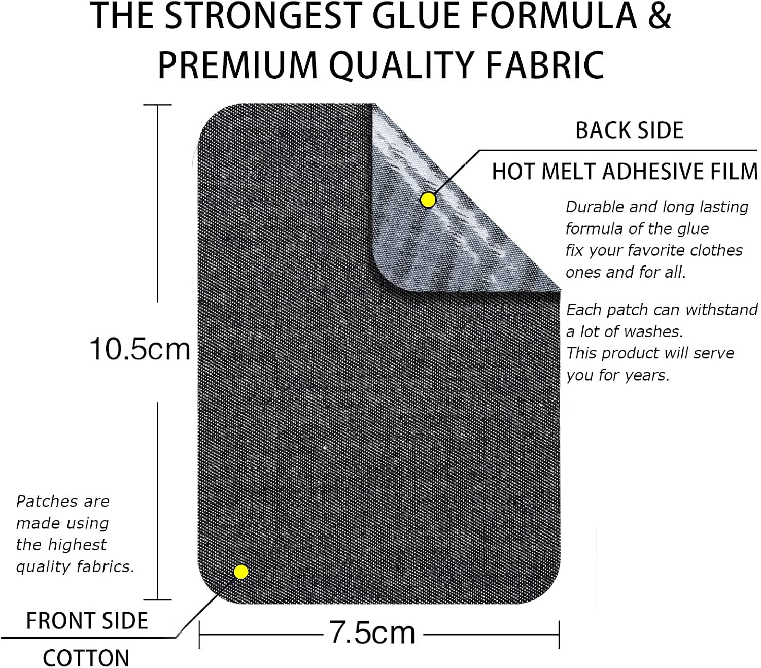 Detalle de Guokuai Iron-On Fabric Patches, 3 x 4.25 in.