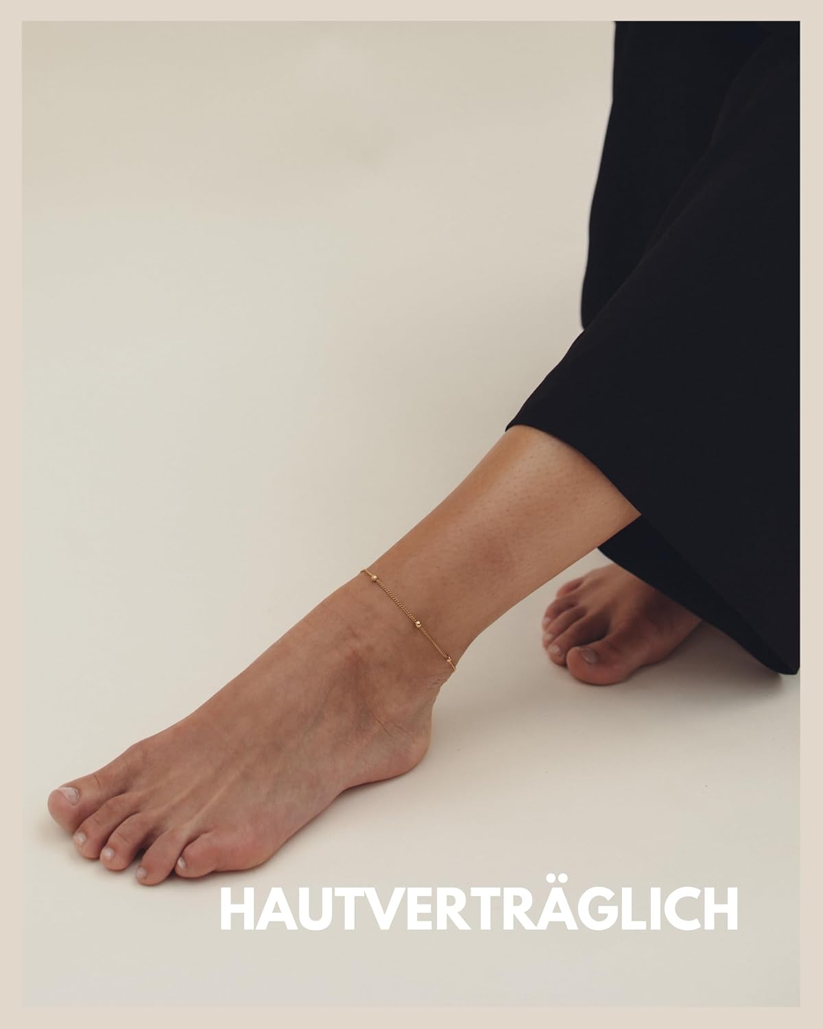 Detalle 2 de GD GOOD.designs EST. 2015 Fußkettchen für Damen (Silber) – wasserfest & verstellbar mit kleinen Perlen
