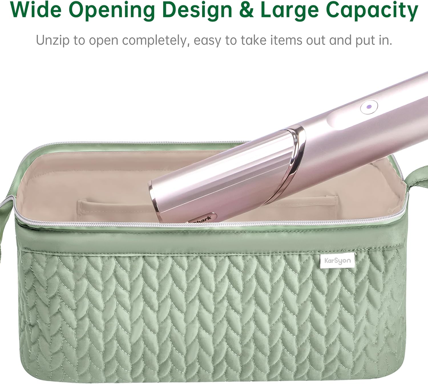 Thumbnail 5 de KarSyon Shark Flex Style Case for Airwrap Hair Dryer Brush, Travel Bag Organizer (Sage Green)
