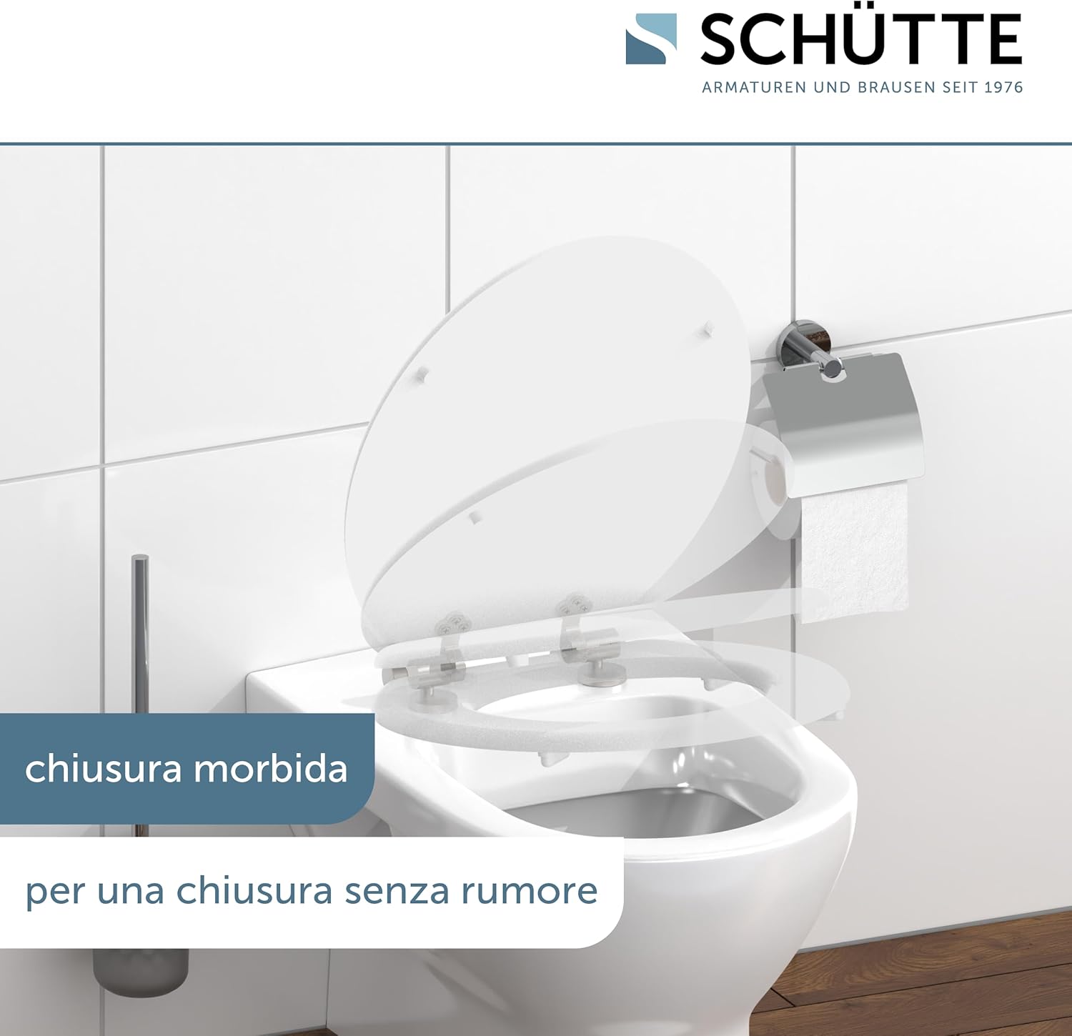 Detalle de Schütte 84100-A: Coperchio con anima in legno, chiusura morbida, bianco