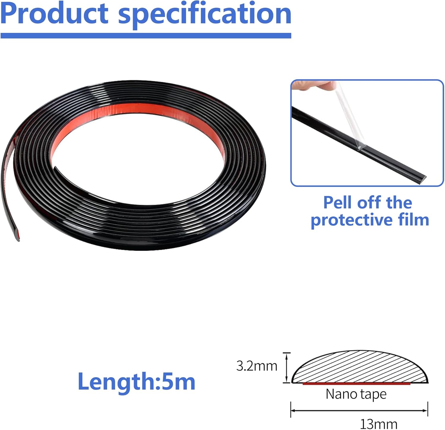 Thumbnail 1 de Moulure décorative PVC 13 mm, 5 m noire