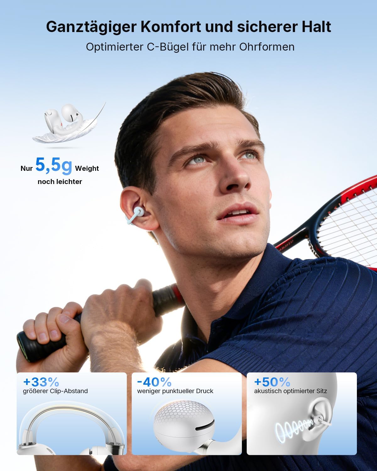 Thumbnail 1 de EarFun Clip 2 Open Ear Kopfhörer – offenes Clip-On Design mit High-Res Klang und langer Akkulaufzeit