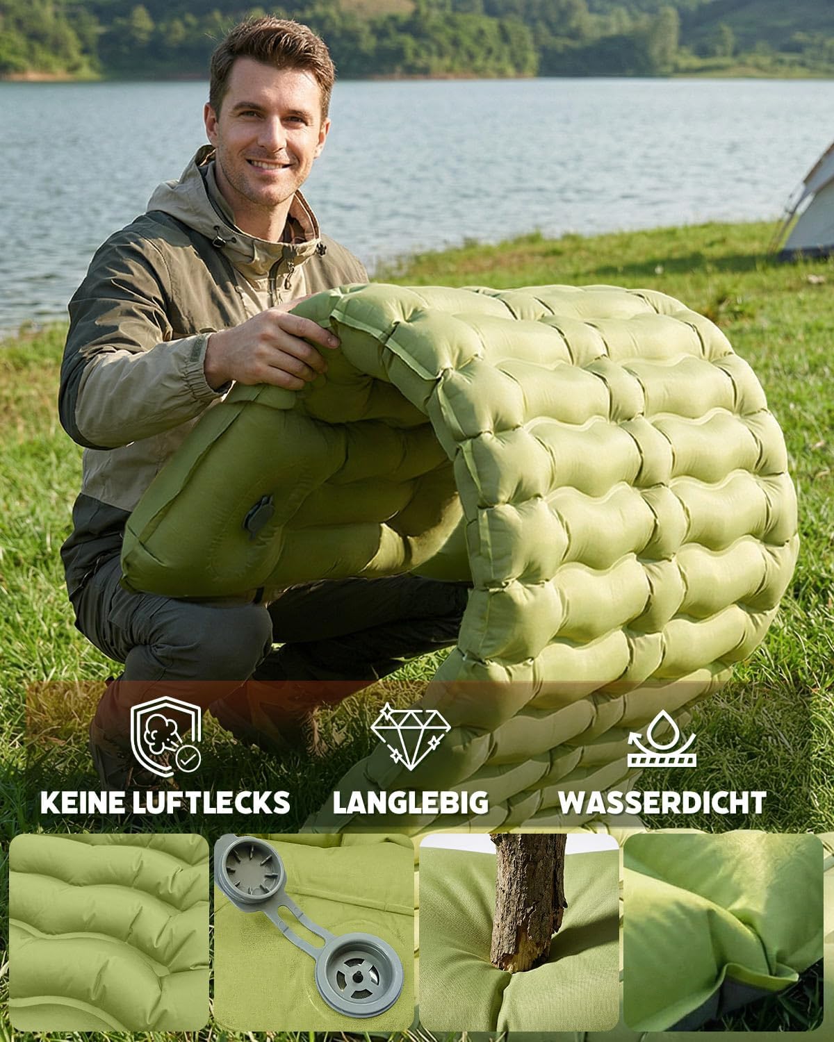 Thumbnail 4 de Rgaden Camping Doppelt – Ultraleichte, aufblasbare Isomatte mit integriertem Kissen und Fußpumpe