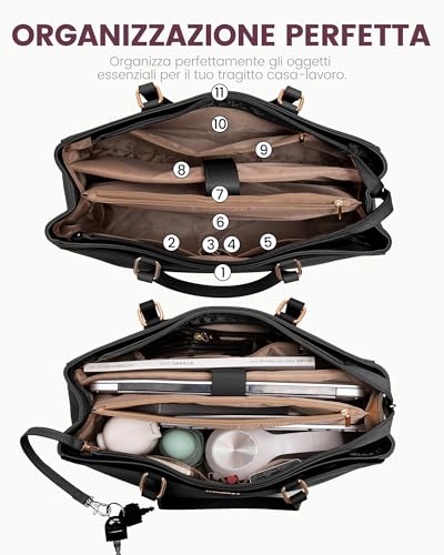 Detalle de LOVEVOOK borsa tote da donna in pelle PU, scomparto imbottito per PC da 15,6 pollici