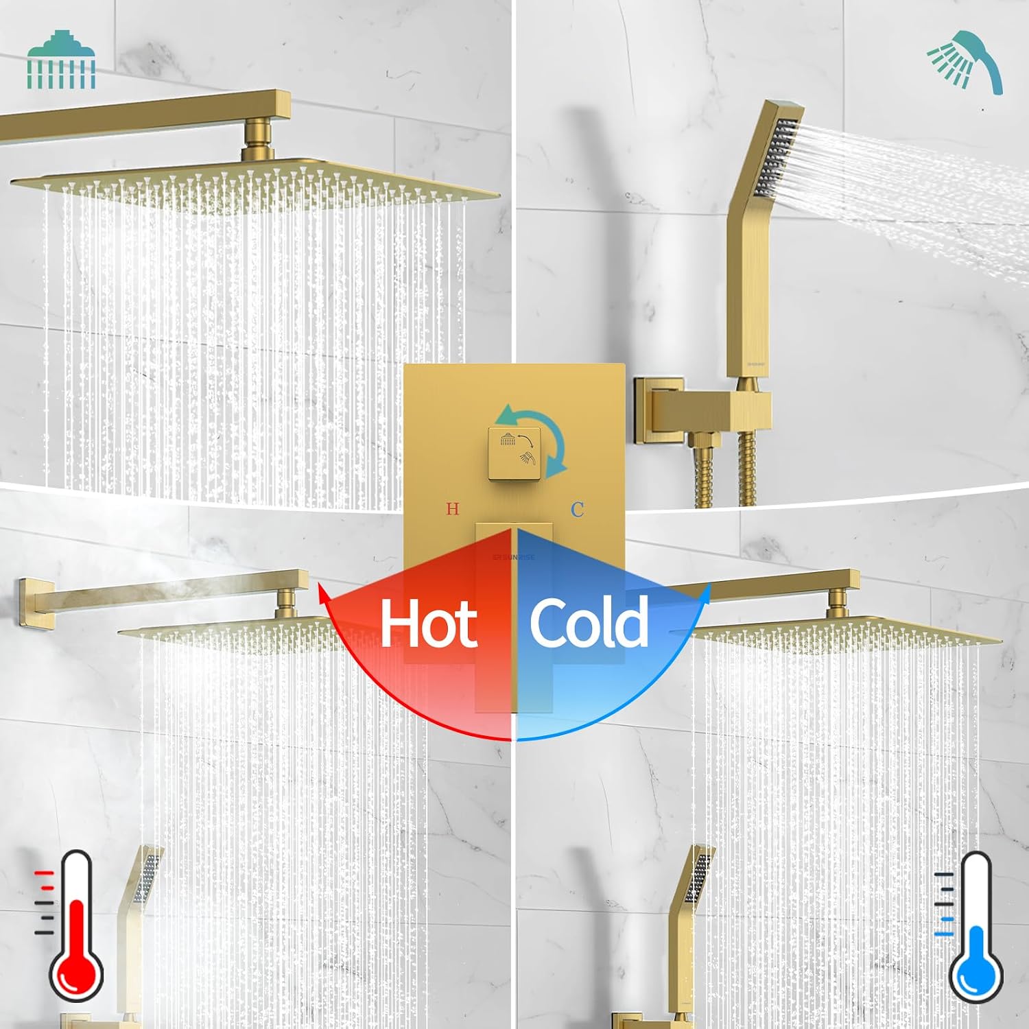 Detalle 2 de SR SUN RISE 12 Inch Rain Mixer Shower Combo