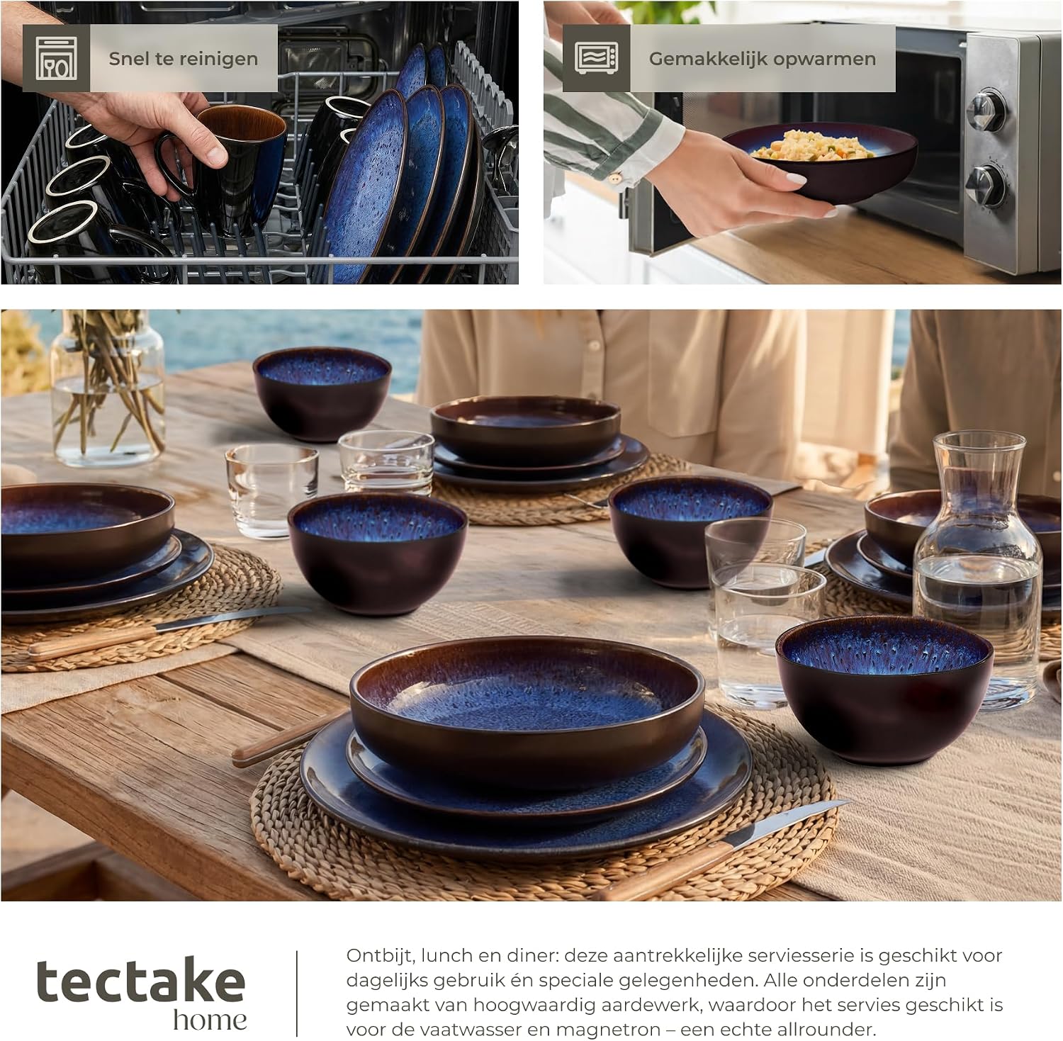 Thumbnail 6 de tectake Mare 406215 serviesset, 24-delig aardewerk voor 6 personen