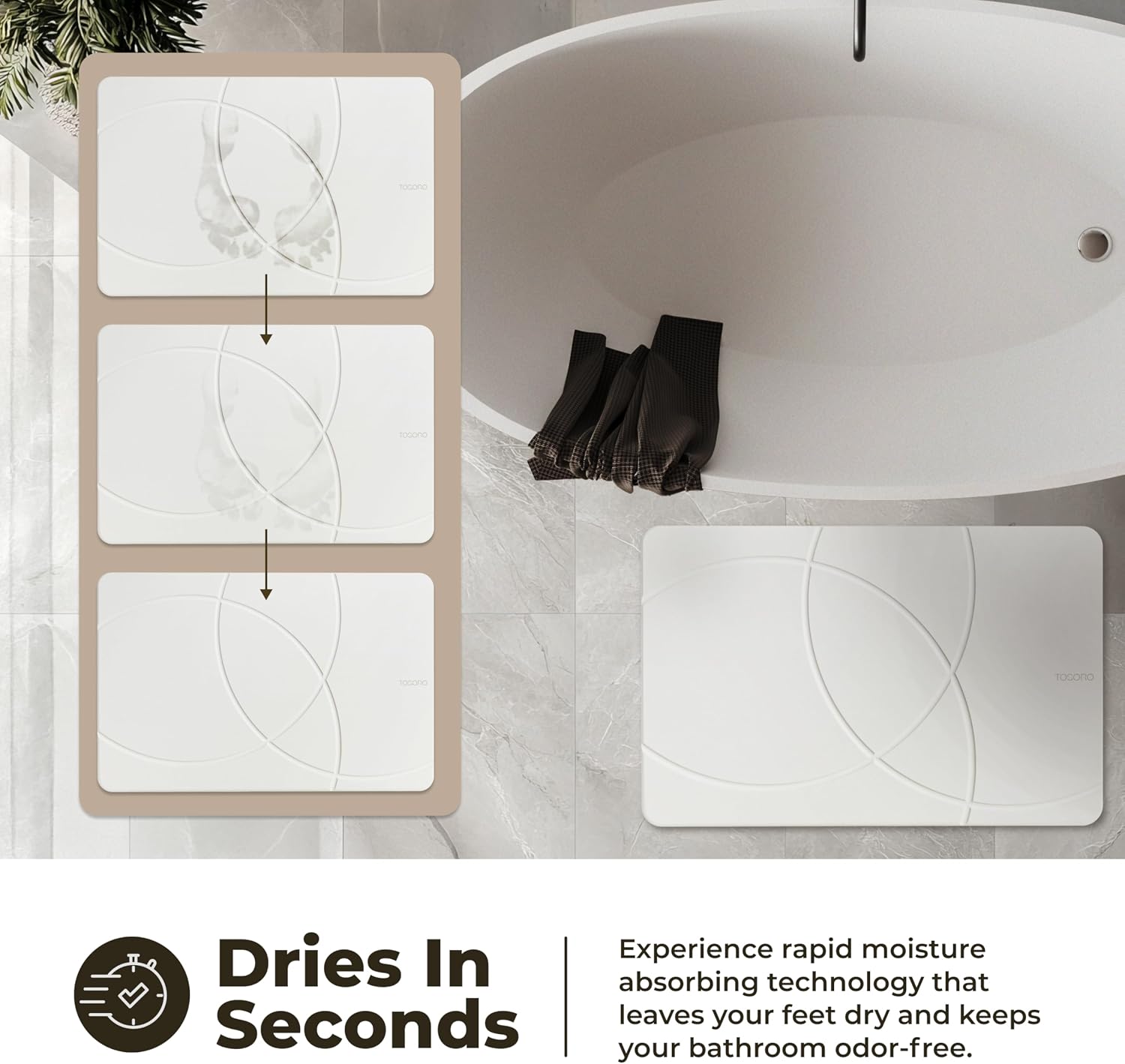 Detalle de TOSORO Diatomaceous Earth Bath Mat 23.5 x 15