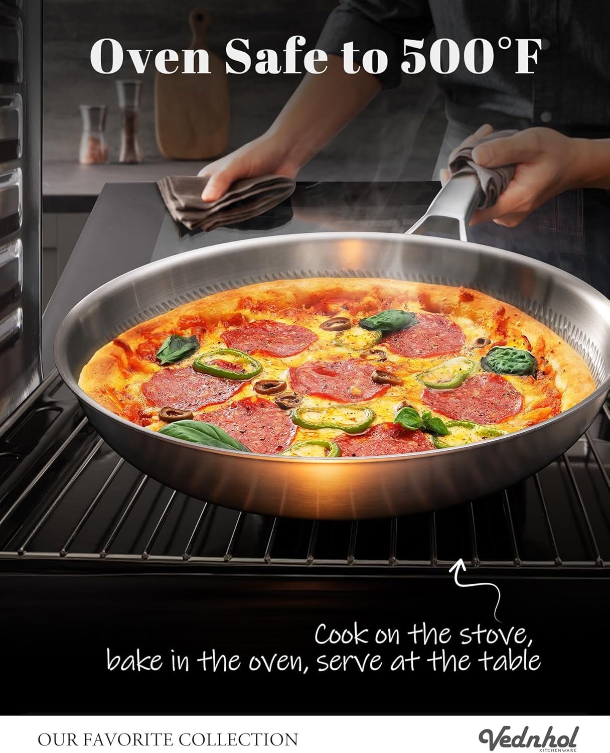 Thumbnail 6 de VEDNHOL VEDNHOL Titanium Pans Set (8, 10, 12-inch) with Two Lids—Pure Titanium Hammered Pro