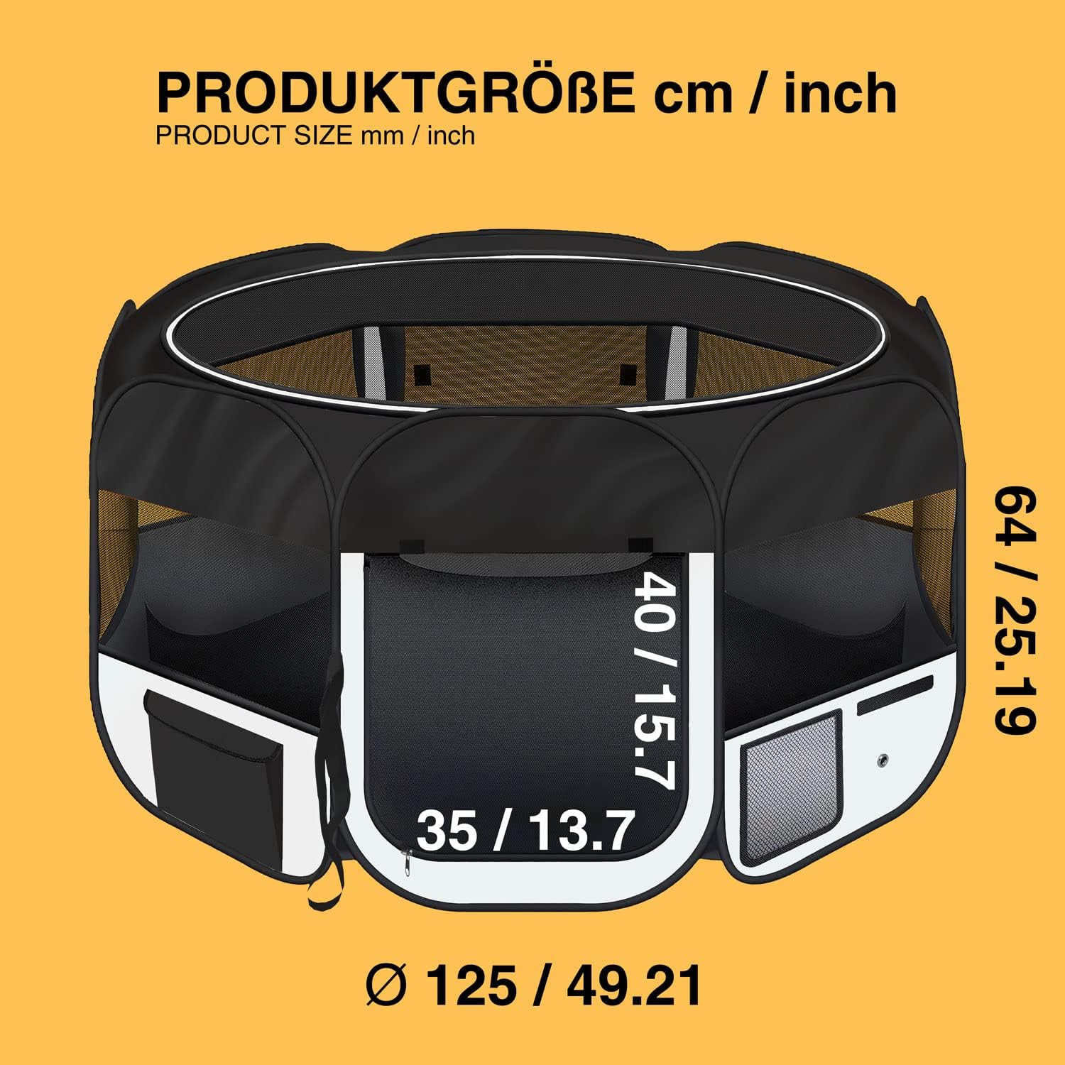 Thumbnail 5 de all Pets United Welpen-Laufstall / Tierlaufstall XXL für drinnen & draußen (Schwarz-Beige)