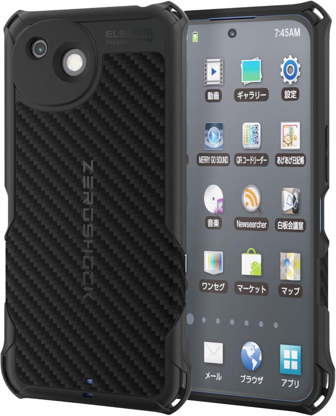 Detalle de エレコム PMWS261ZEROGKBK AQUOS wish6用ケース ZEROSHOCK GRIP ハニカム構造・レンズ保護