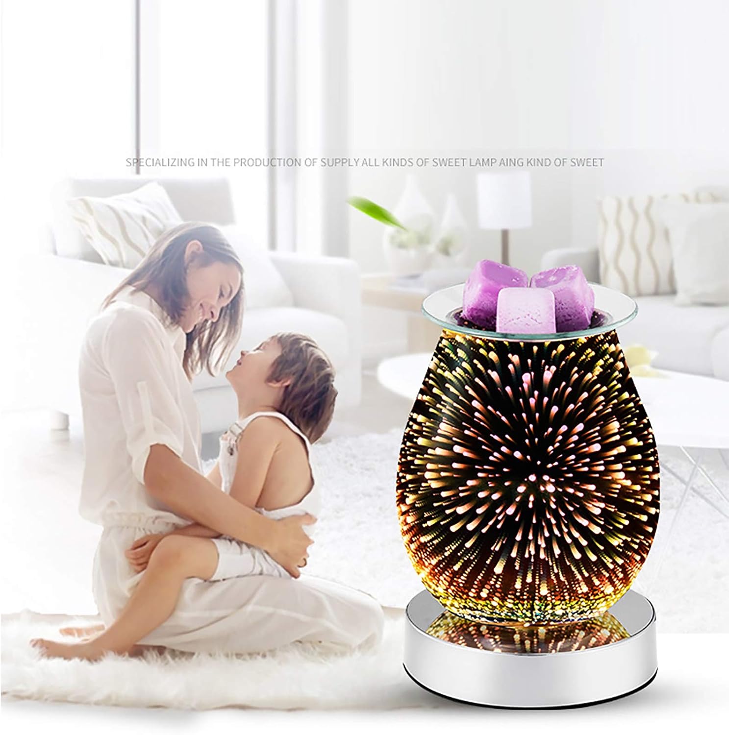 Detalle de Wowlela 215IY0E2JIX15M03UU9FMF aromatherapielamp met 3D-glas en drie lichtstanden