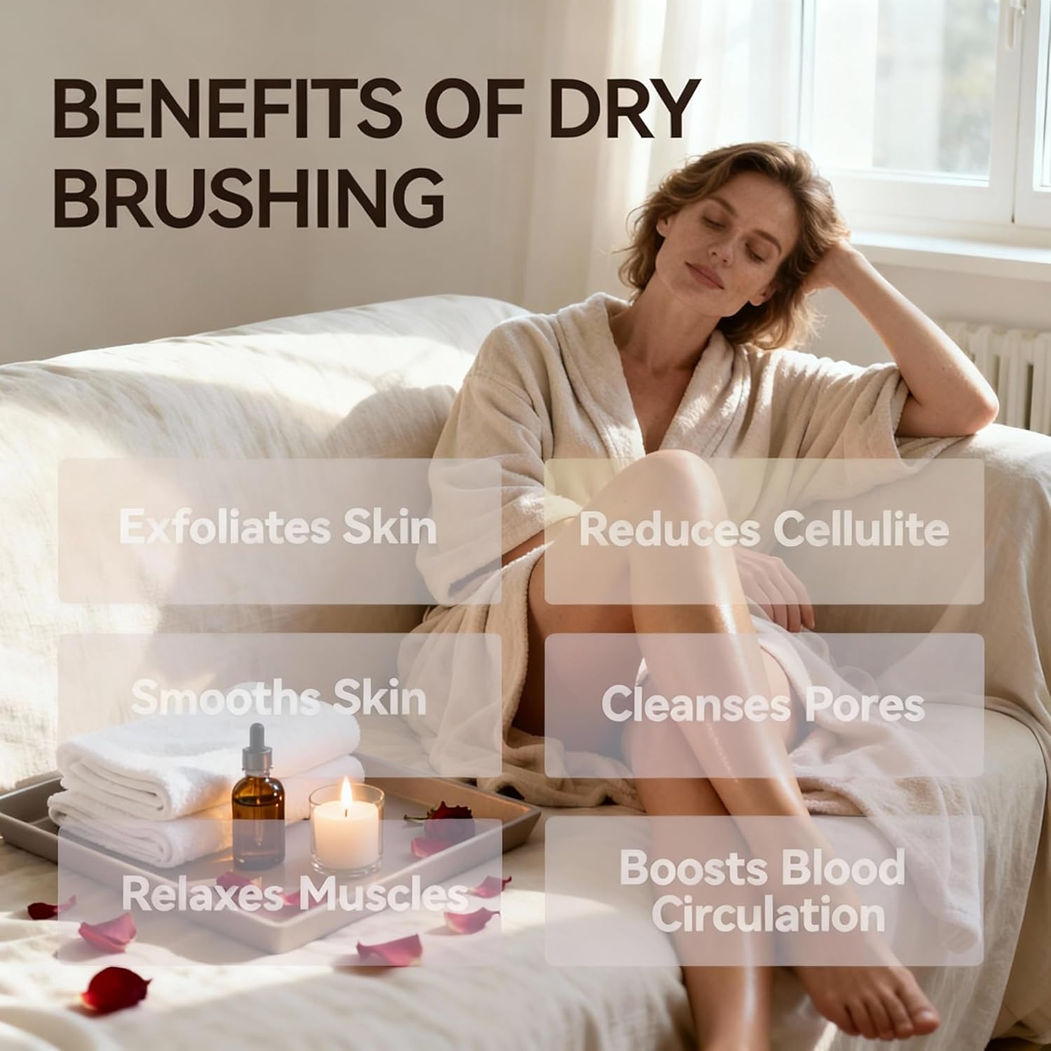Detalle de SURDOCA Dry Brushing Body Brush for Lymphatic Drainage – Natural Exfoliating Tool
