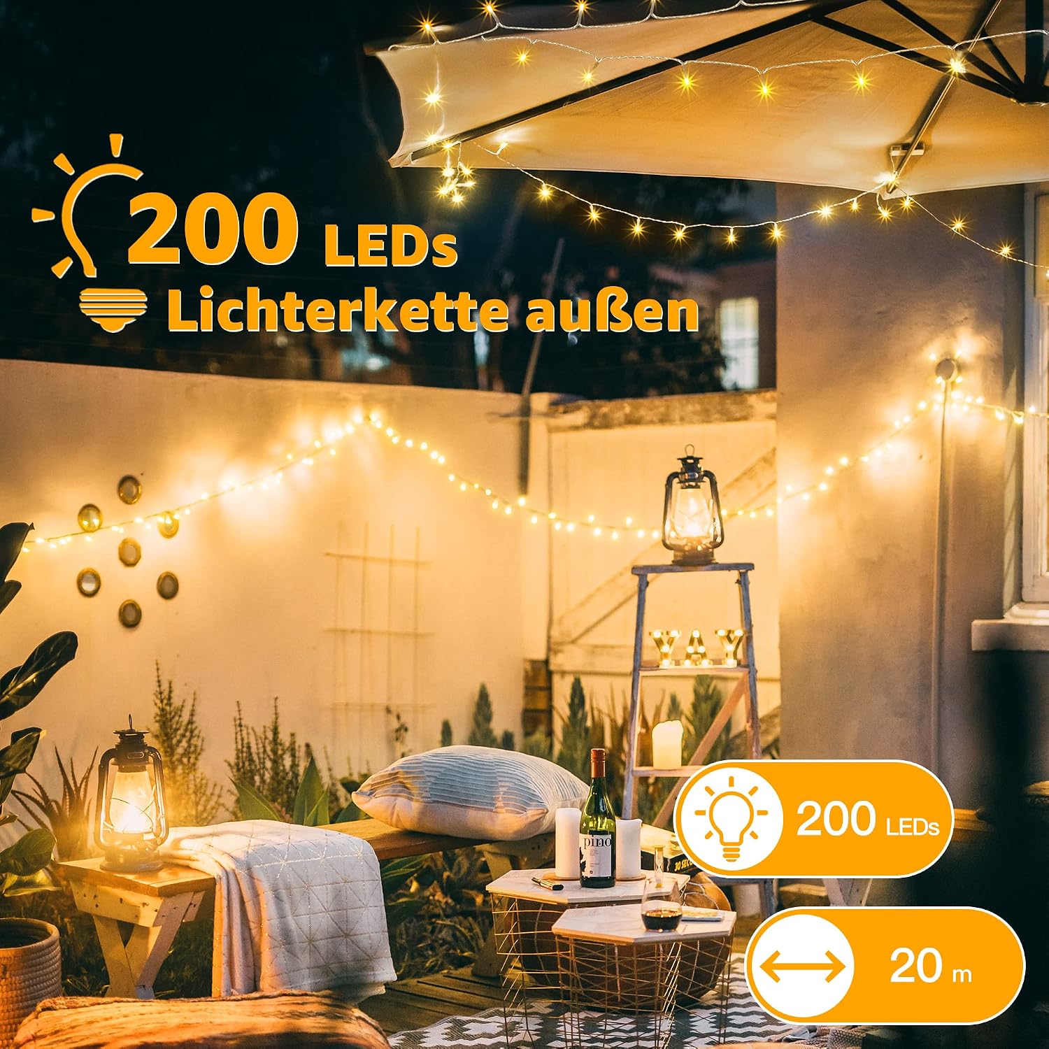 Detalle 2 de Ollny Lichterkette außen 20m 200 LEDs