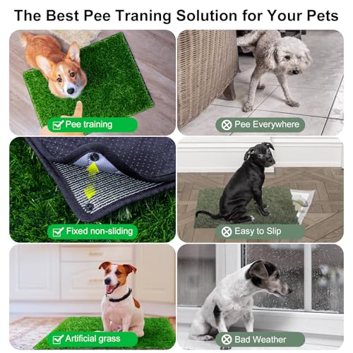 Detalle de Alckijy Lettiera per cani 81 x 60 cm con erba artificiale: riutilizzabile, lavabile e adatta a interni ed esterni