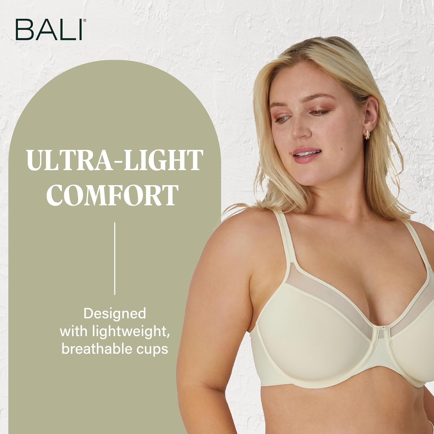 Detalle de Bali Women’s Seamless Underwire Bra with Convertible Straps (Ultra Light), One Smooth U
