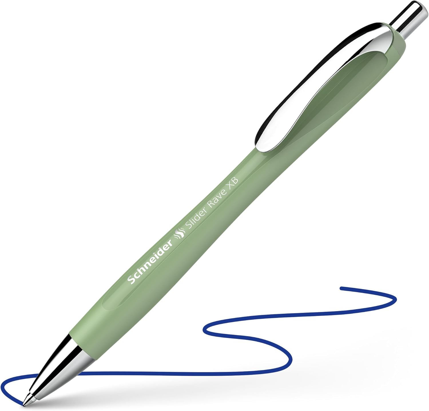 Detalle de Schneider Slider Rave XB Kugelschreiber – 5 Stück Naturgrün, Blau Tinte