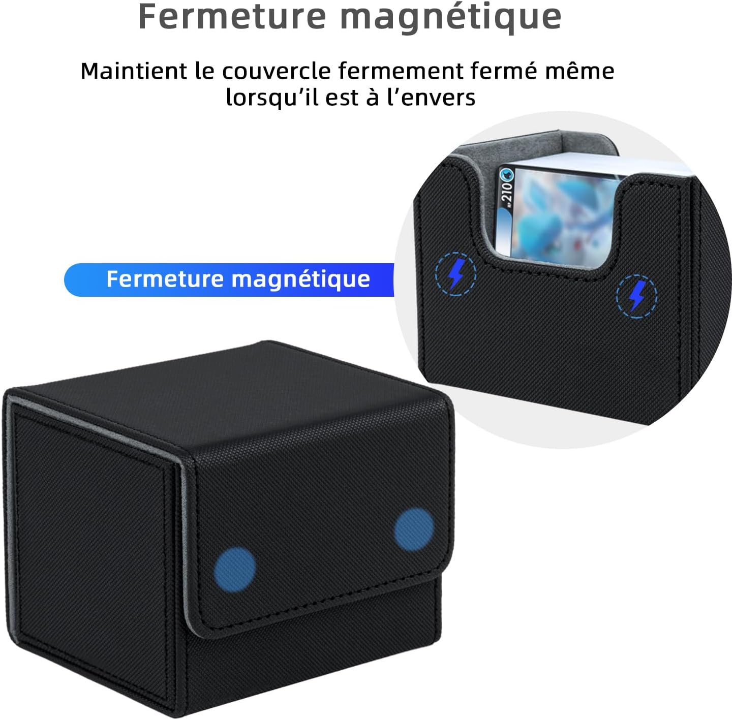 Thumbnail 4 de Mcbazel Boîte de rangement MTG en cuir PU noir pour 100+ cartes à manches simples