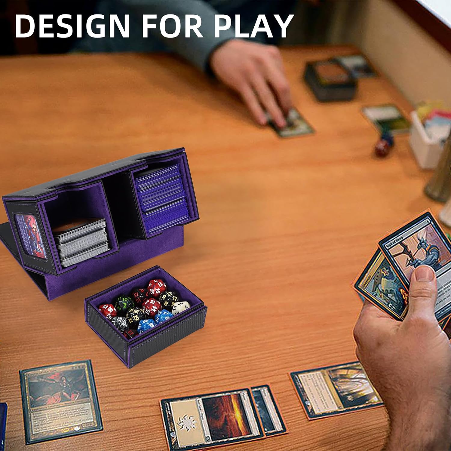 Thumbnail 5 de AFIING MTG Commander Deck Box 200 Double Sleeved Cards Storage – 3-in-1 Magnetic Card Case Organizer