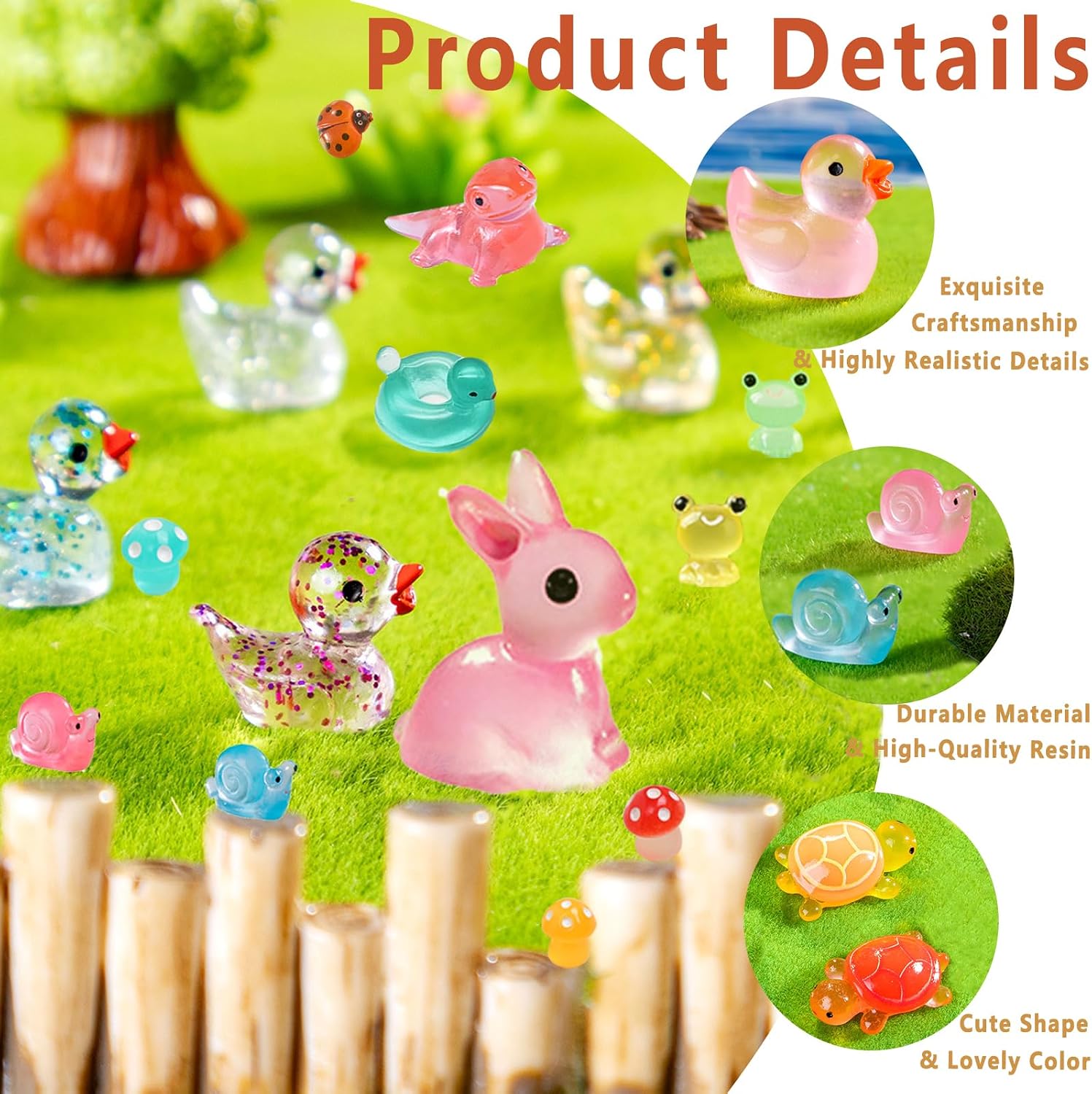 Thumbnail 2 de OcTecho 150pcs mini glow resin animals for fairy gardens 🐻