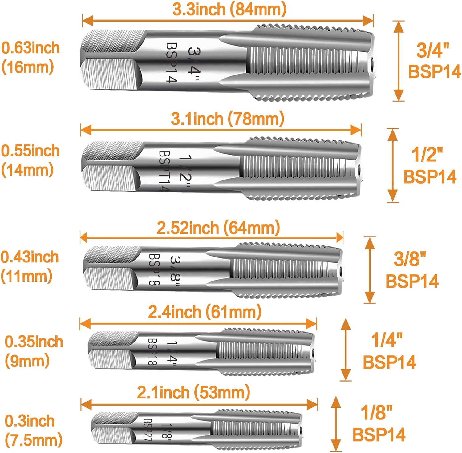 Detalle 2 de 5-Piece BSP Pipe Tap Set