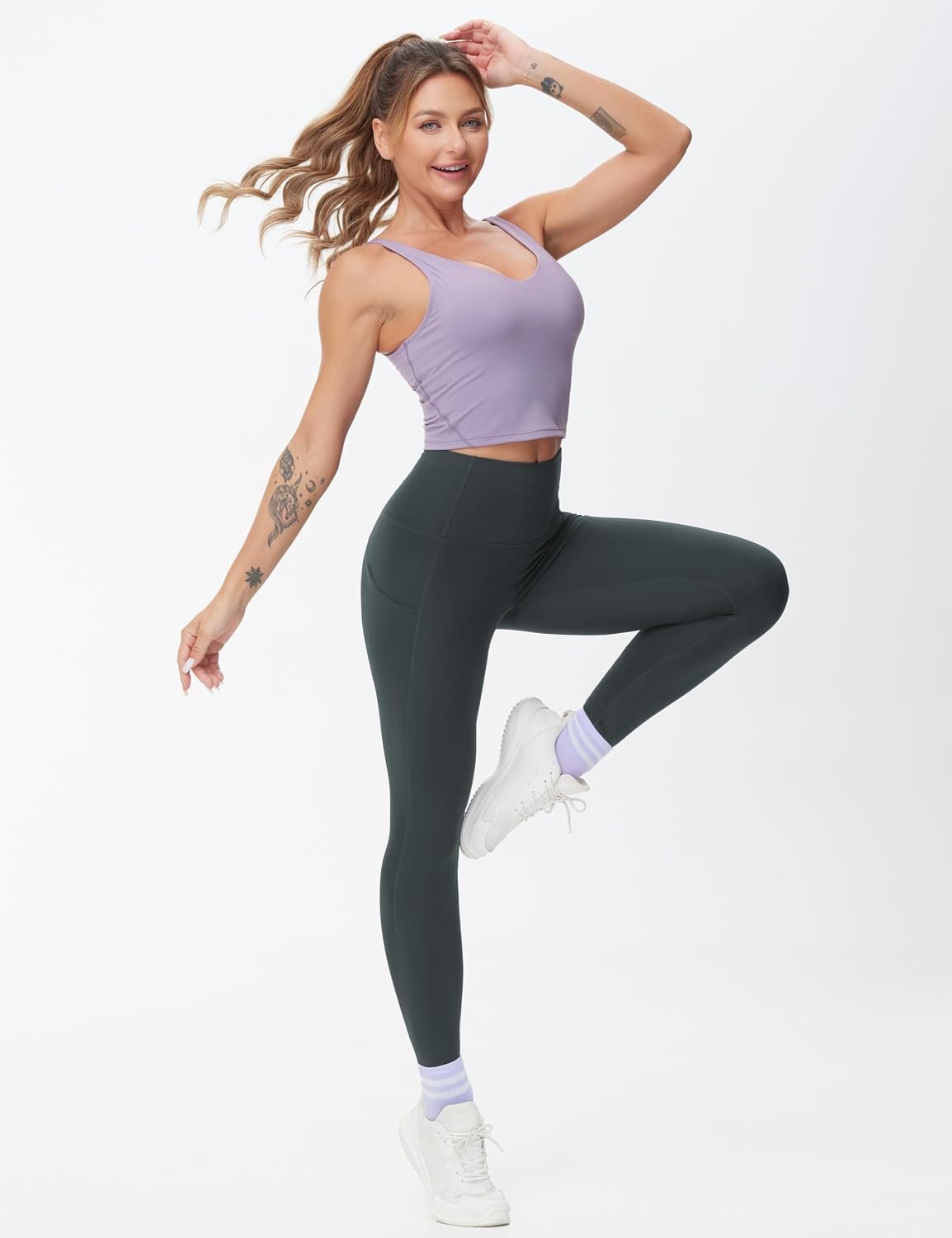 Thumbnail 4 de THE GYM PEOPLE pantaloni da yoga da donna a vita alta con tasche e controllo pancia