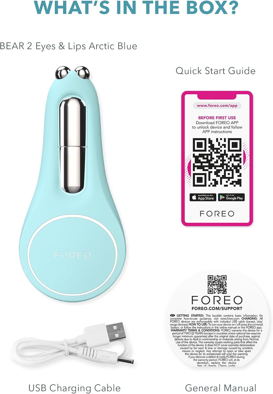 Detalle de FOREO Bear 2 Eyes & Lips: Microcurrent Face Lifter for Eyes & Lips (Arctic Blue)